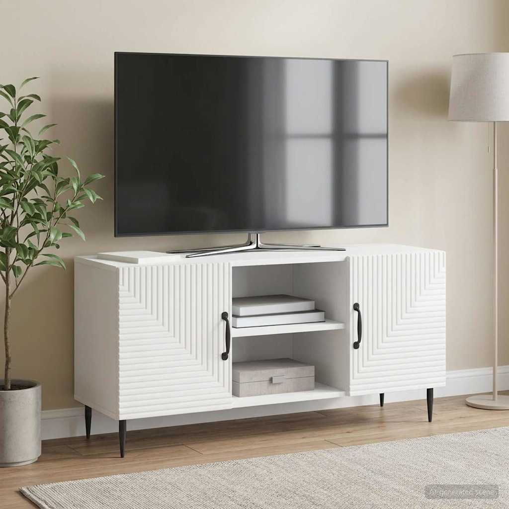 TV-kast Hoogglans Wit 102 x 34,5 x 50 cm Bewerkt hout