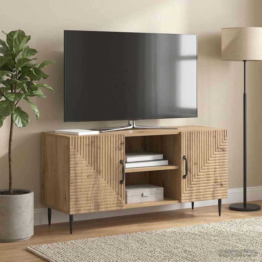 TV-kast Artisanaal eiken 102 x 34,5 x 50 cm Bewerkt hout
