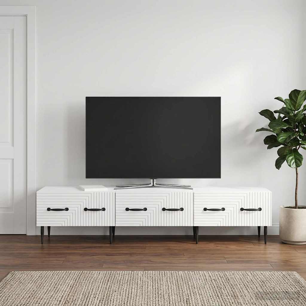 TV-kast met lade Hoogglans Wit 147 x 34,5 x 30 cm Bewerkt hout