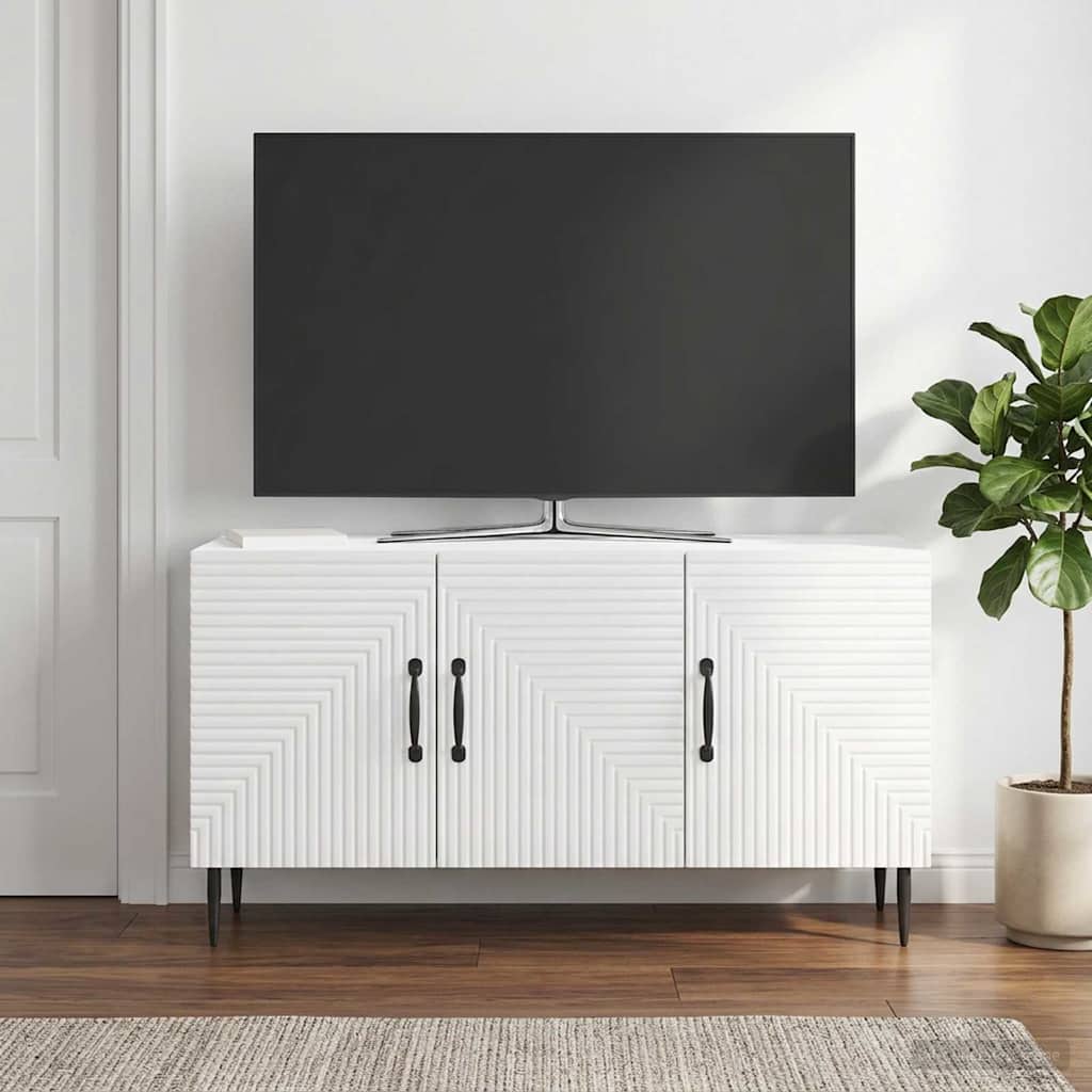 TV-kast Hoogglans Wit 99 x 34,5 x 50 cm Bewerkt hout – afbeelding 1