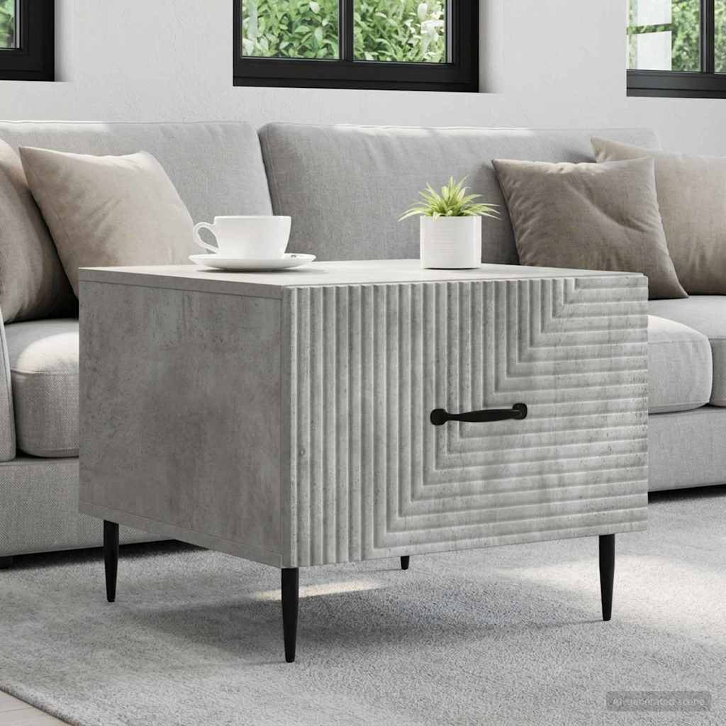 Salontafel met lade Betongrijs 49 x 50 x 40 cm Bewerkt hout