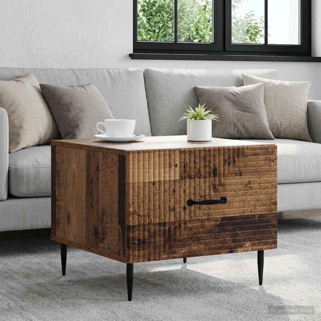 Salontafel met lade Oud hout 49 x 50 x 40 cm Bewerkt hout – afbeelding 1