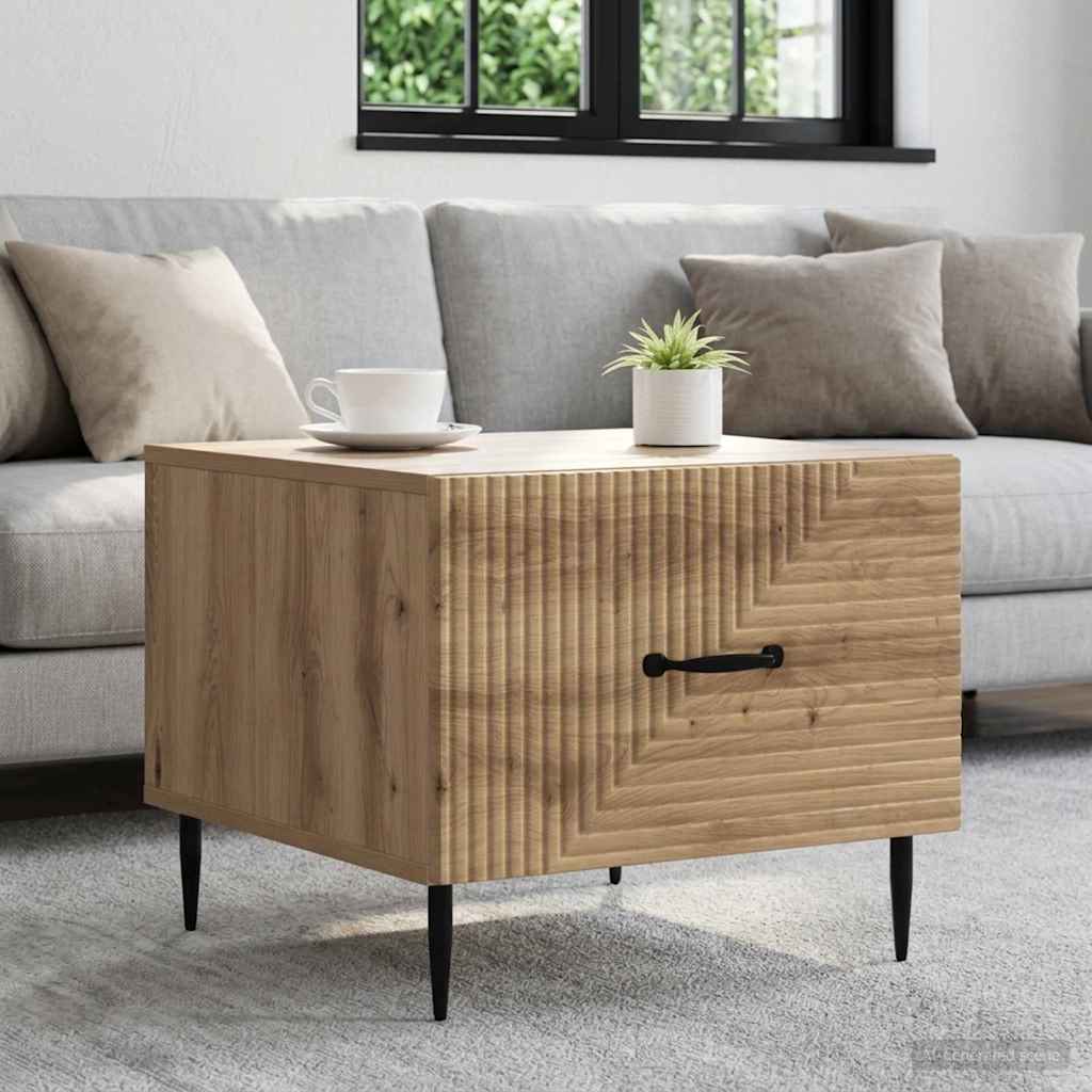 Salontafel Artisanaal eiken 49 x 50 x 40 cm Bewerkt hout