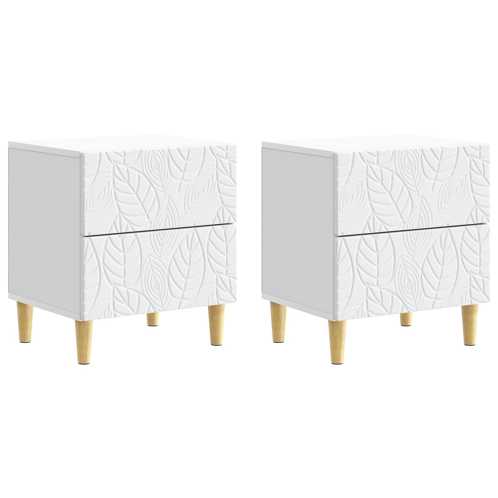 Nachtkastje 2 pcs Wit 43 x 34,5 x 48 cm Bewerkt hout – afbeelding 2