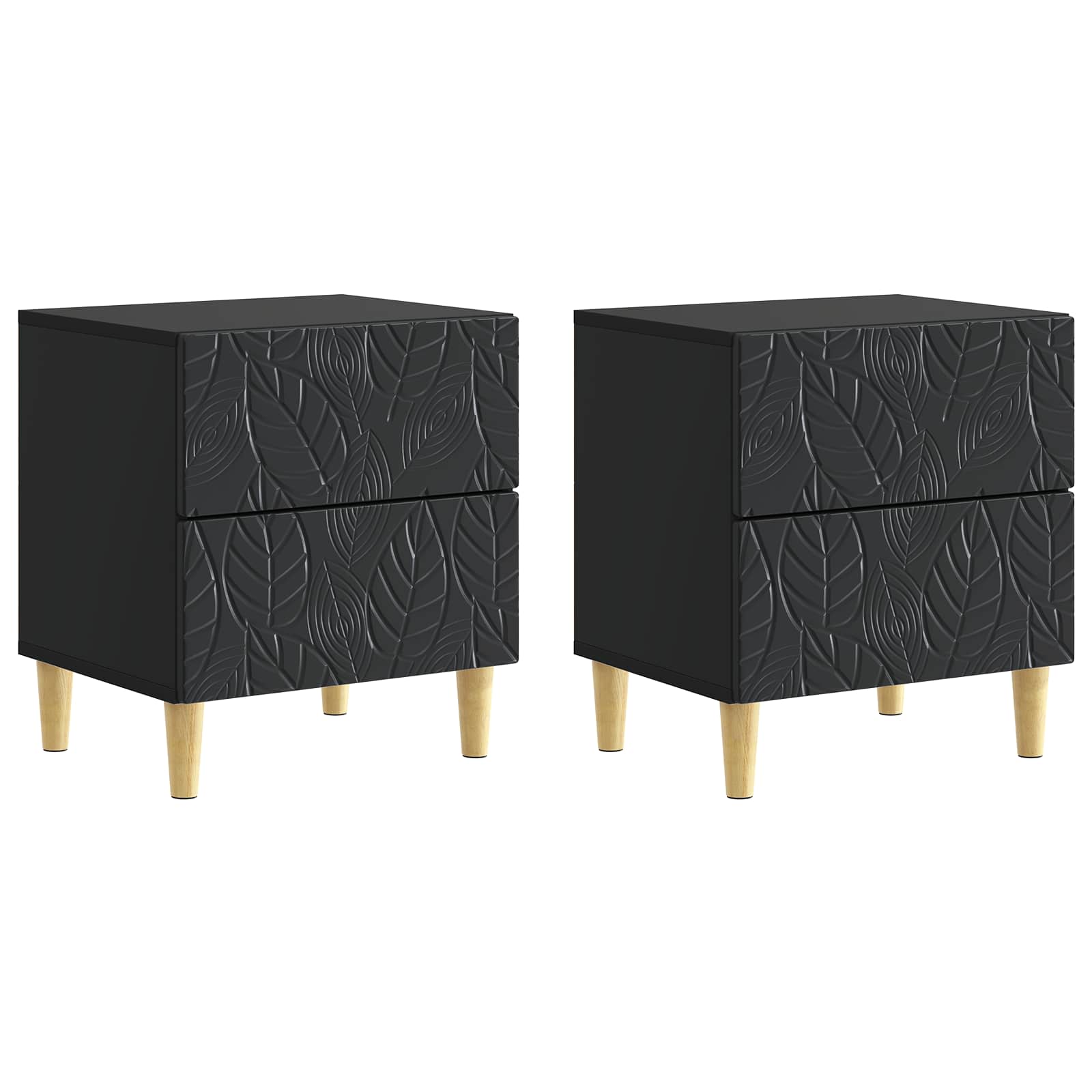Nachtkastje 2 pcs Zwart 43 x 34,5 x 48 cm Bewerkt hout – afbeelding 2