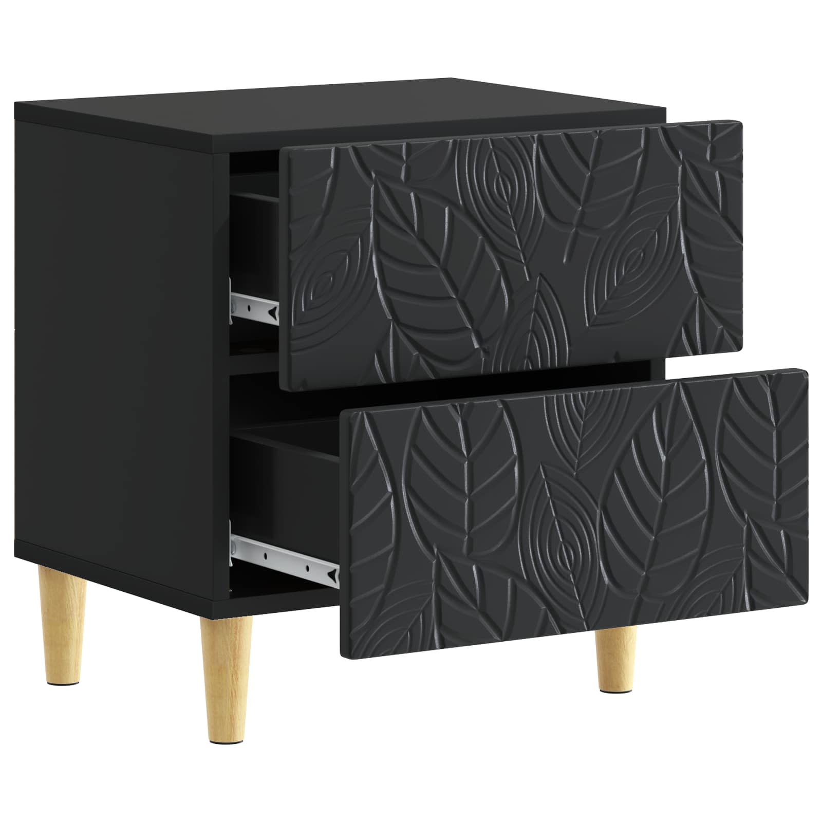 Nachtkastje 2 pcs Zwart 43 x 34,5 x 48 cm Bewerkt hout – afbeelding 5