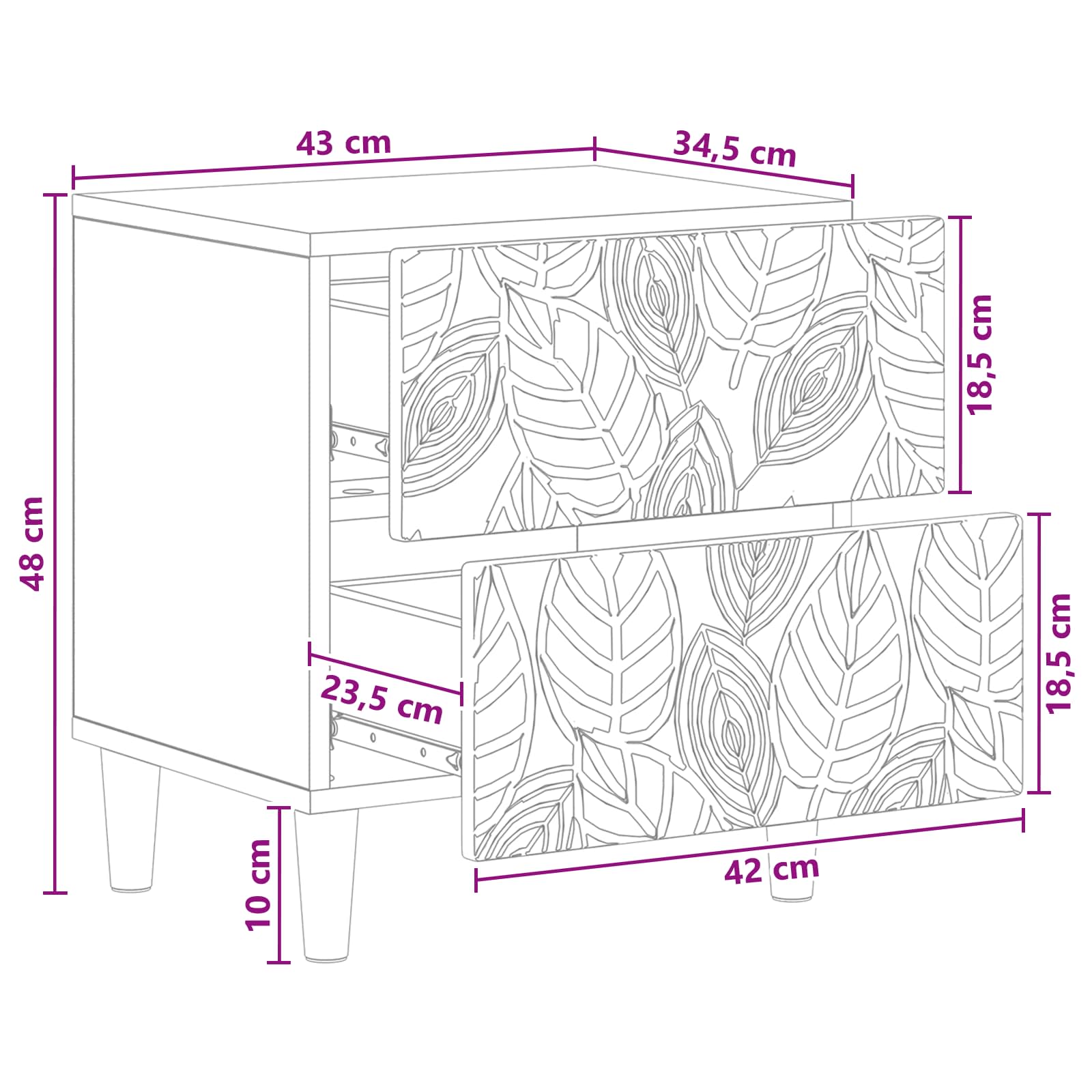 Nachtkastje Betongrijs 43 x 34,5 x 48 cm Bewerkt hout – afbeelding 9