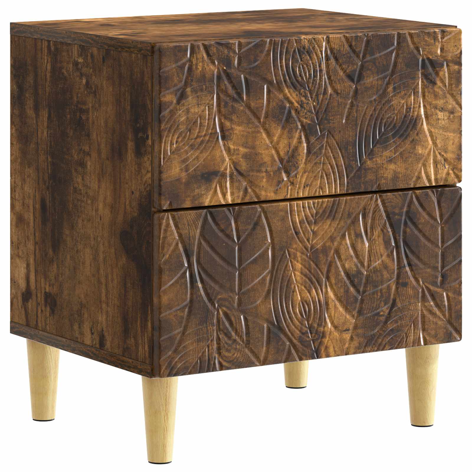 Nachtkastje 2 pcs Gerookt eiken 43 x 34,5 x 48 cm Bewerkt hout – afbeelding 4