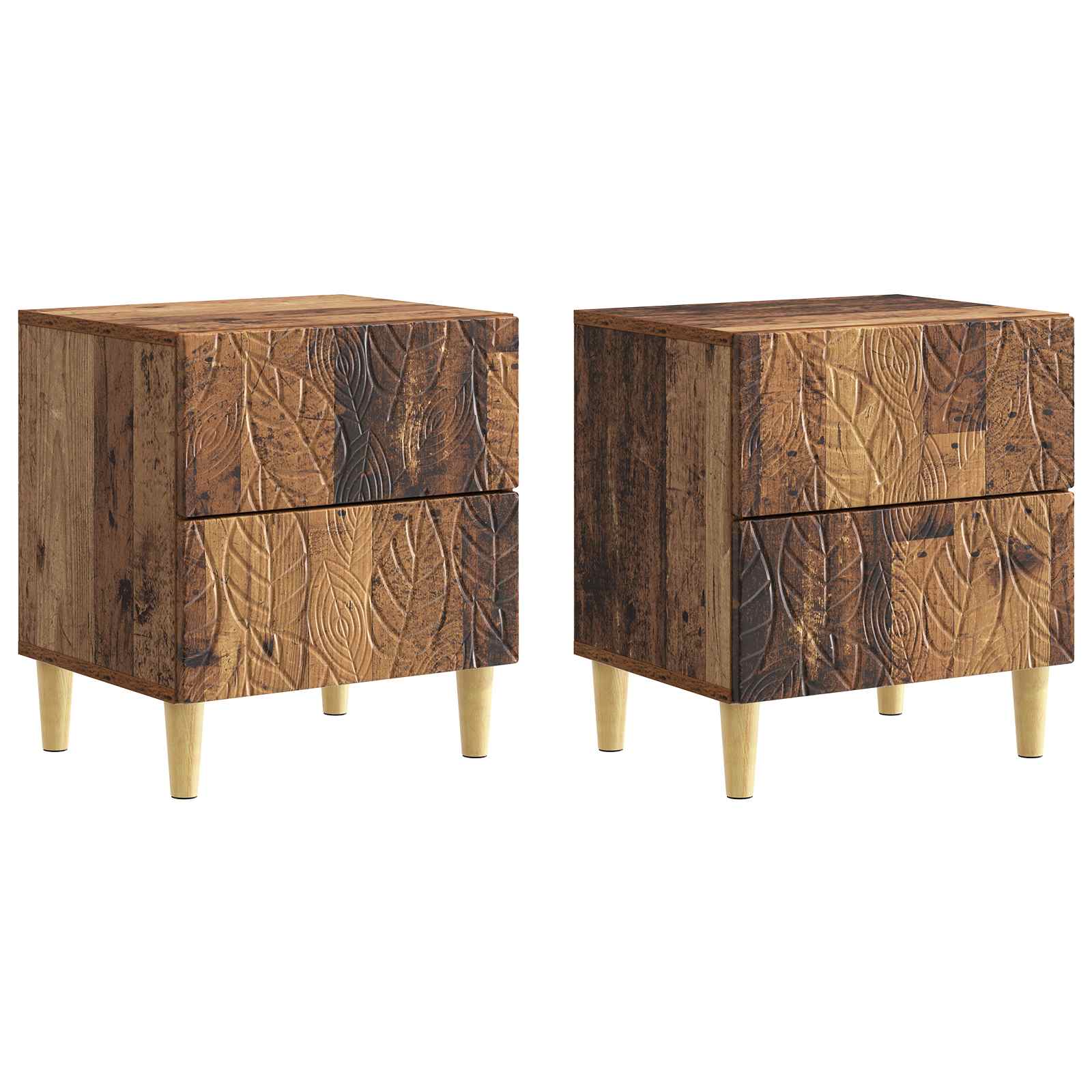 Nachtkastje 2 pcs Oud hout 43 x 34,5 x 48 cm Bewerkt hout – afbeelding 2
