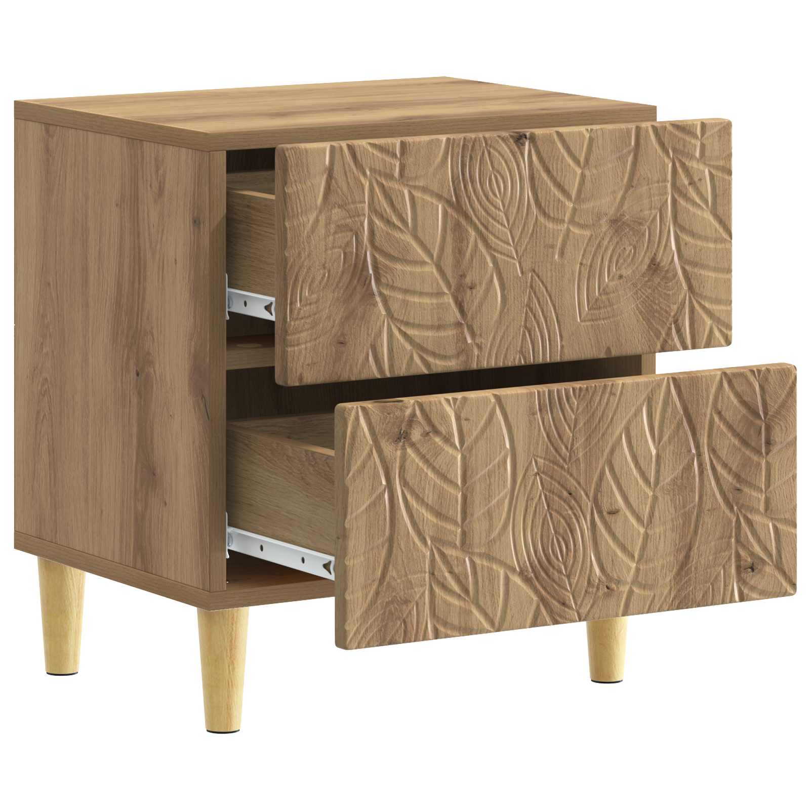 Nachtkastje Artisanaal eiken 43 x 34,5 x 48 cm Bewerkt hout – afbeelding 3