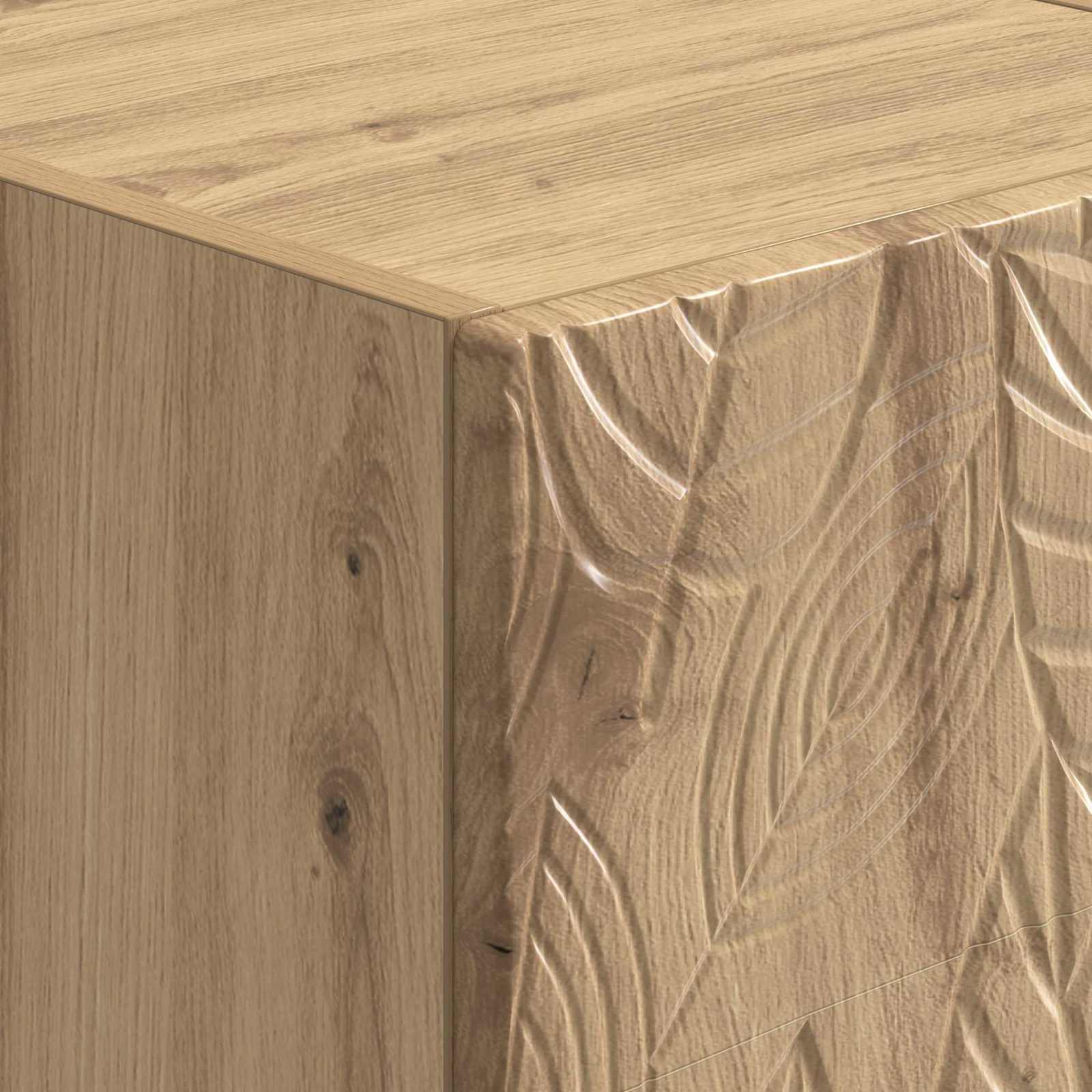 Nachtkastje Artisanaal eiken 43 x 34,5 x 48 cm Bewerkt hout – afbeelding 7