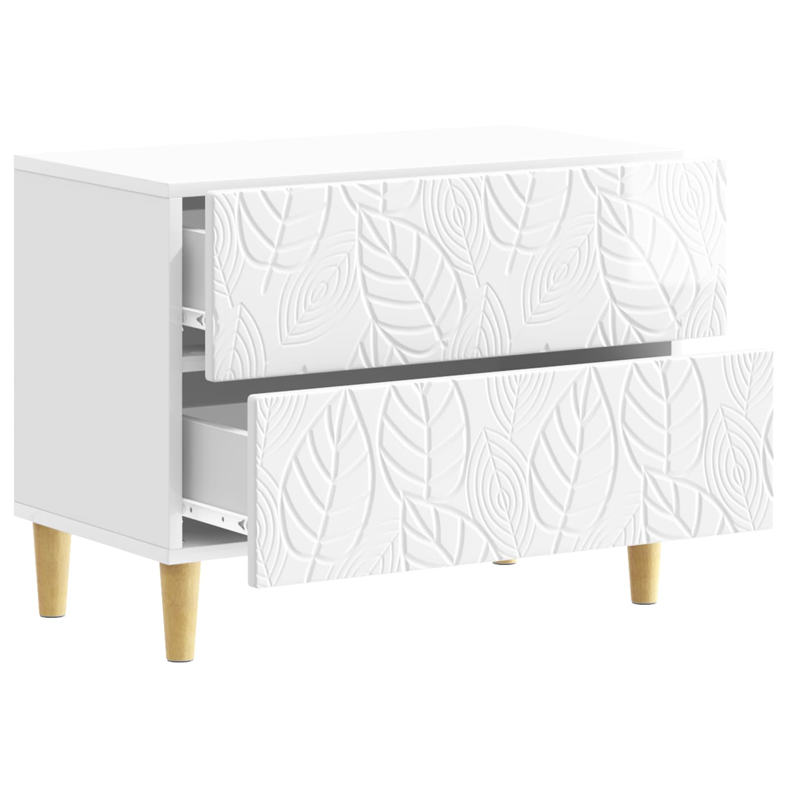 Nachtkastje Hoogglans Wit 62 x 34,5 x 48 cm Bewerkt hout – afbeelding 3