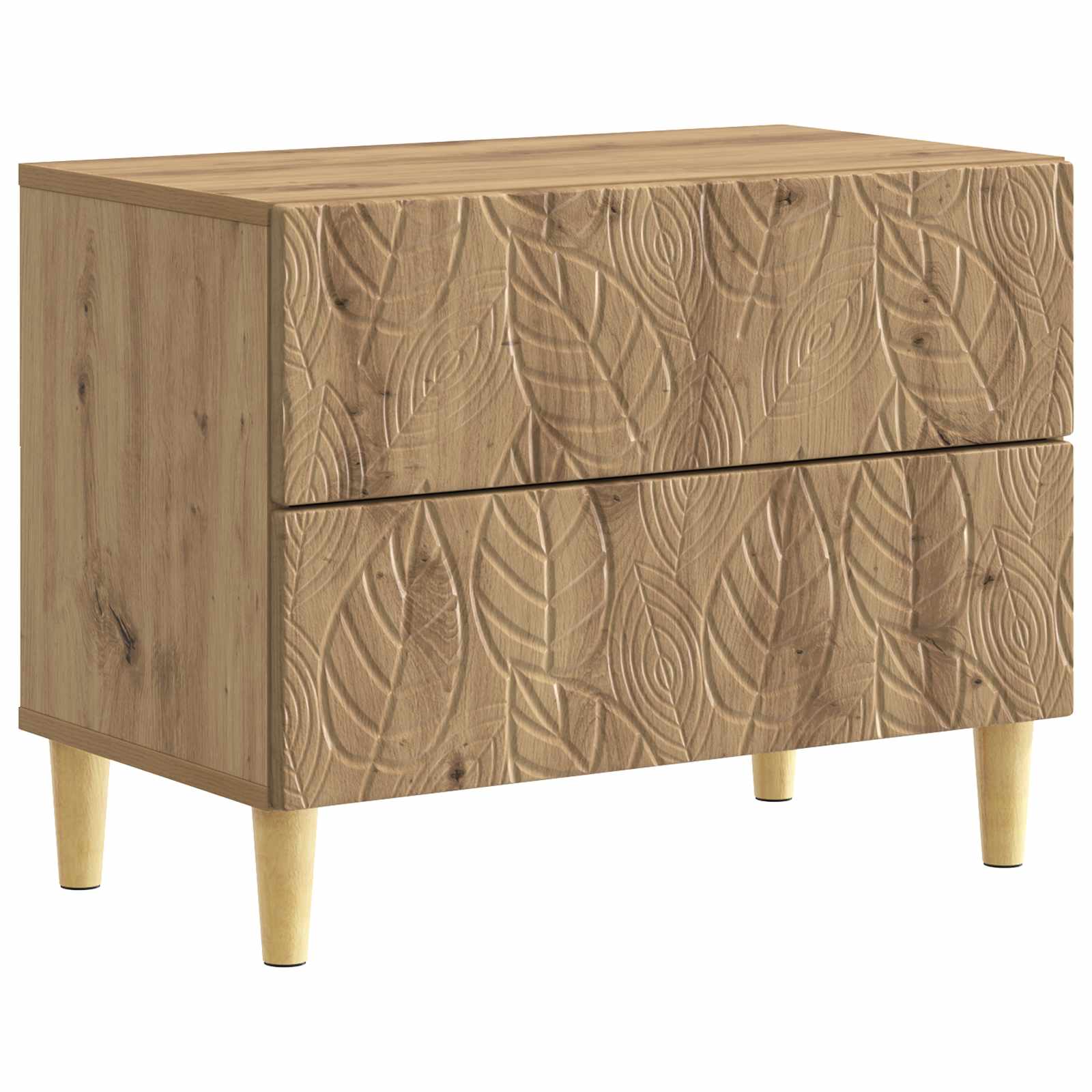 Nachtkastje Artisanaal eiken 62 x 34,5 x 48 cm Bewerkt hout – afbeelding 2