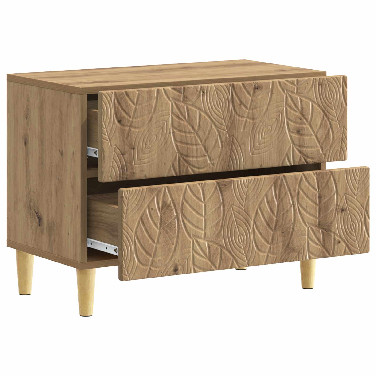 Nachtkastje Artisanaal eiken 62 x 34,5 x 48 cm Bewerkt hout – afbeelding 3