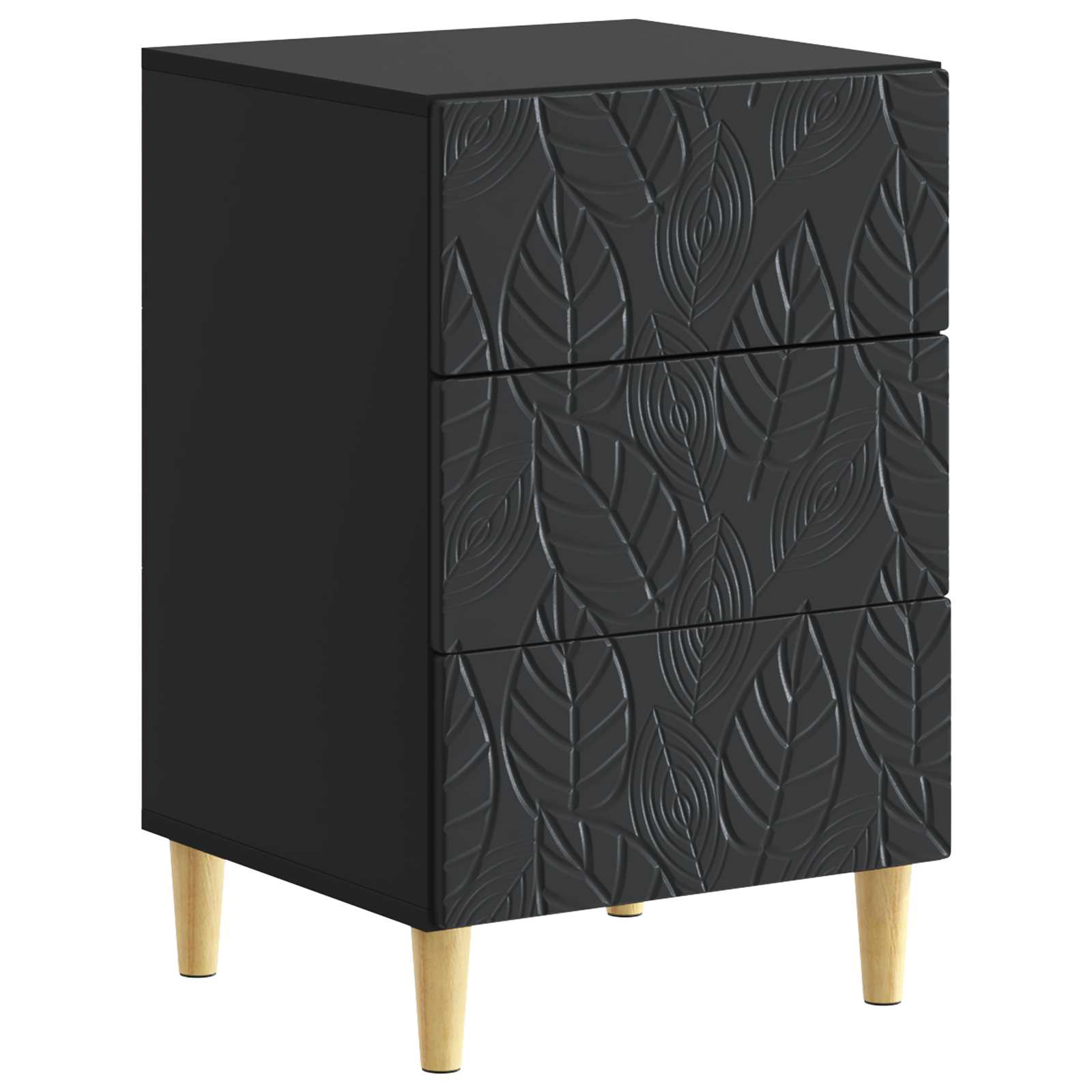 Nachtkastje Zwart 43 x 39,5 x 66,5 cm Bewerkt hout – afbeelding 2