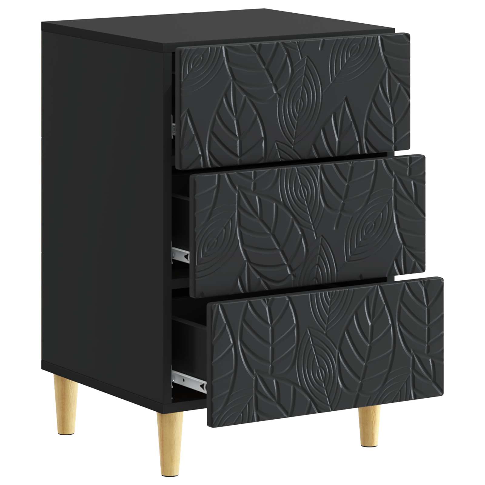 Nachtkastje Zwart 43 x 39,5 x 66,5 cm Bewerkt hout – afbeelding 3