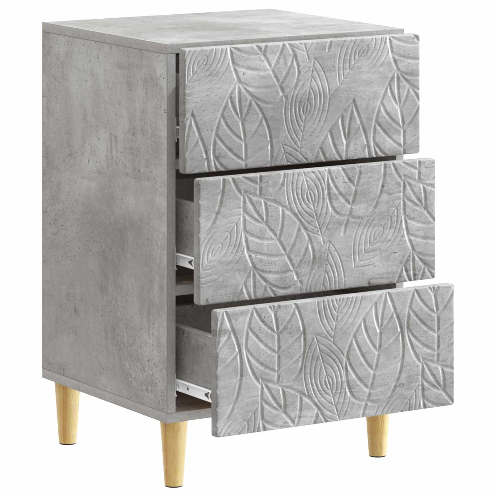Nachtkastje Betongrijs 43 x 39,5 x 66,5 cm Bewerkt hout – afbeelding 3
