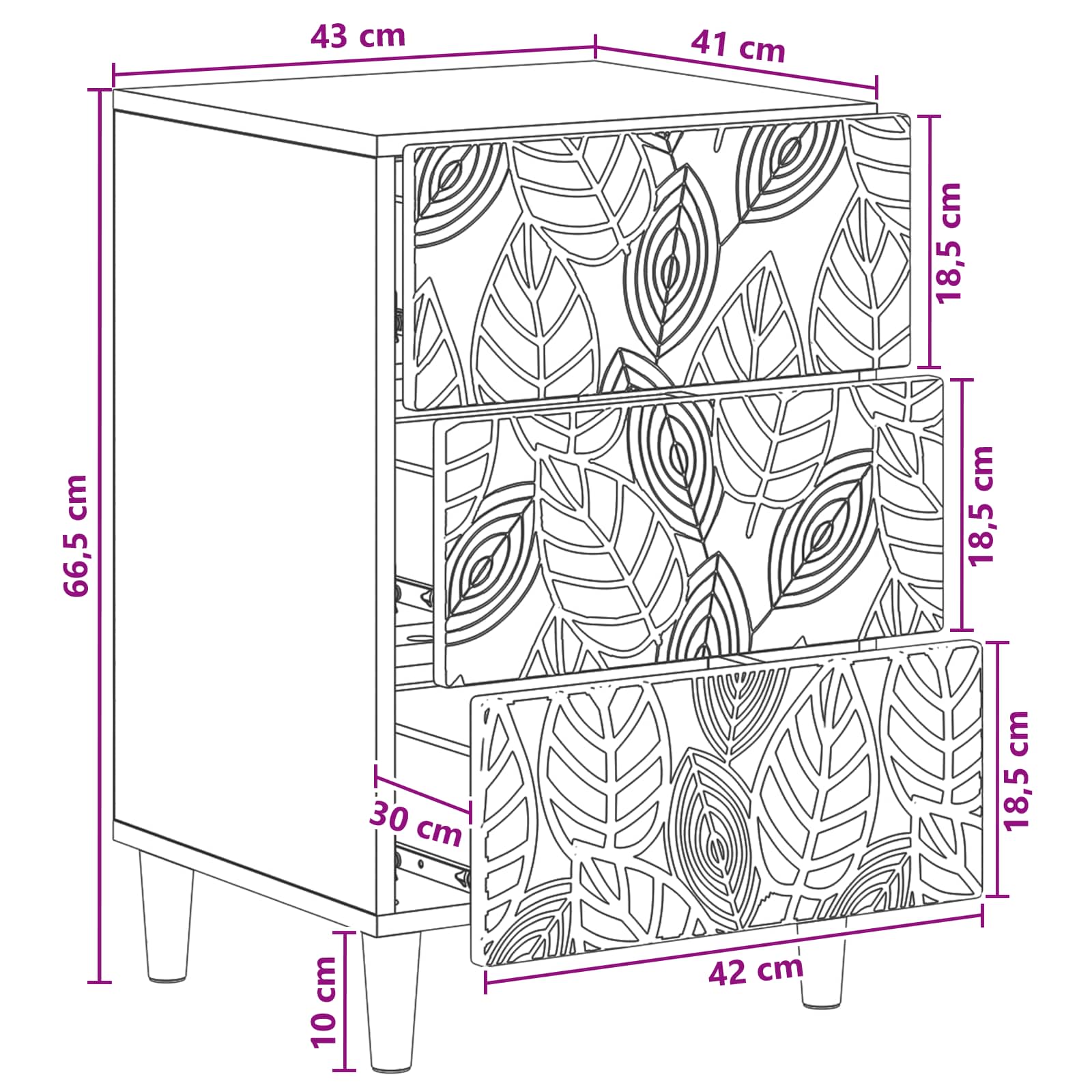 Nachtkastje Betongrijs 43 x 39,5 x 66,5 cm Bewerkt hout – afbeelding 9