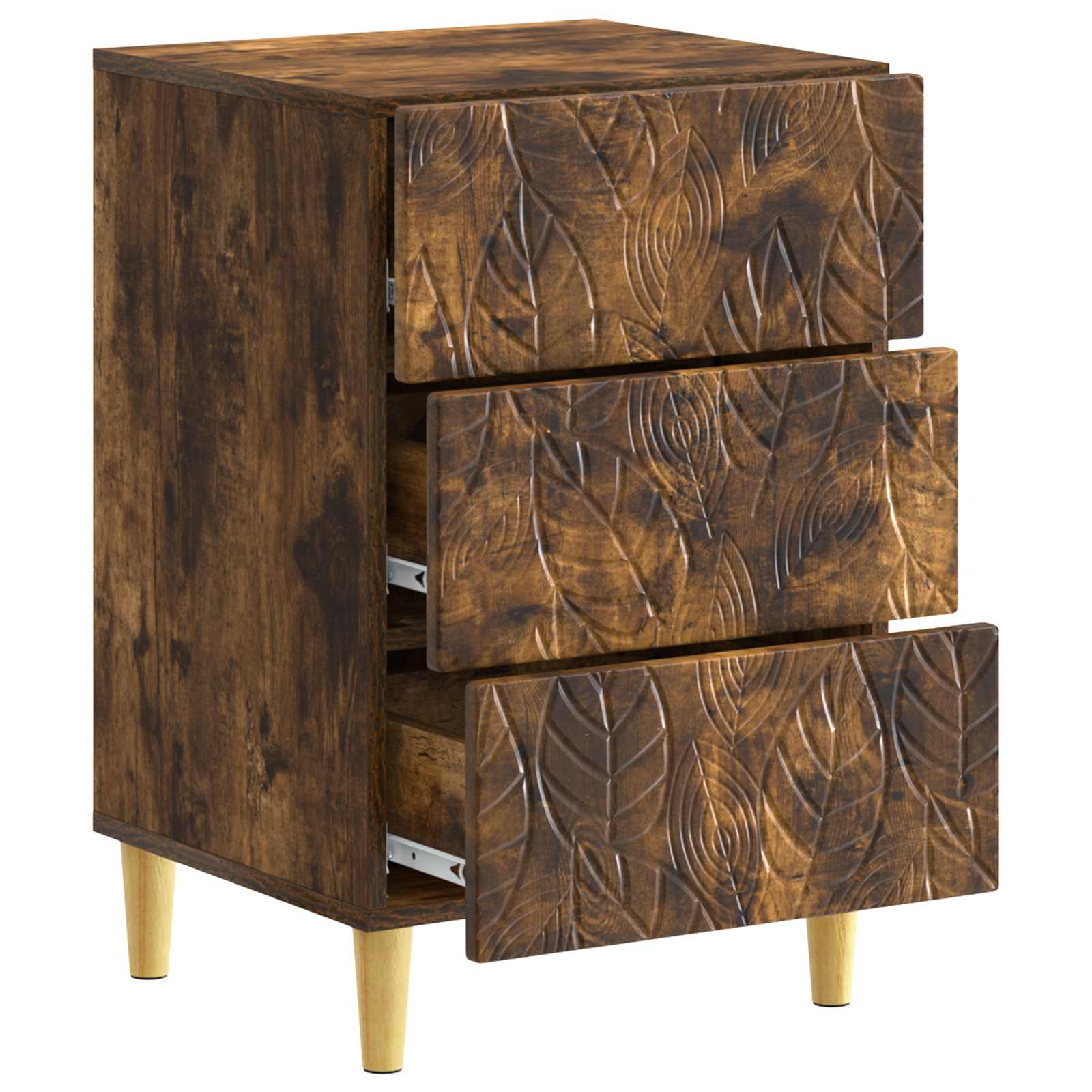 Nachtkastje Gerookt eiken 43 x 39,5 x 66,5 cm Bewerkt hout – afbeelding 3