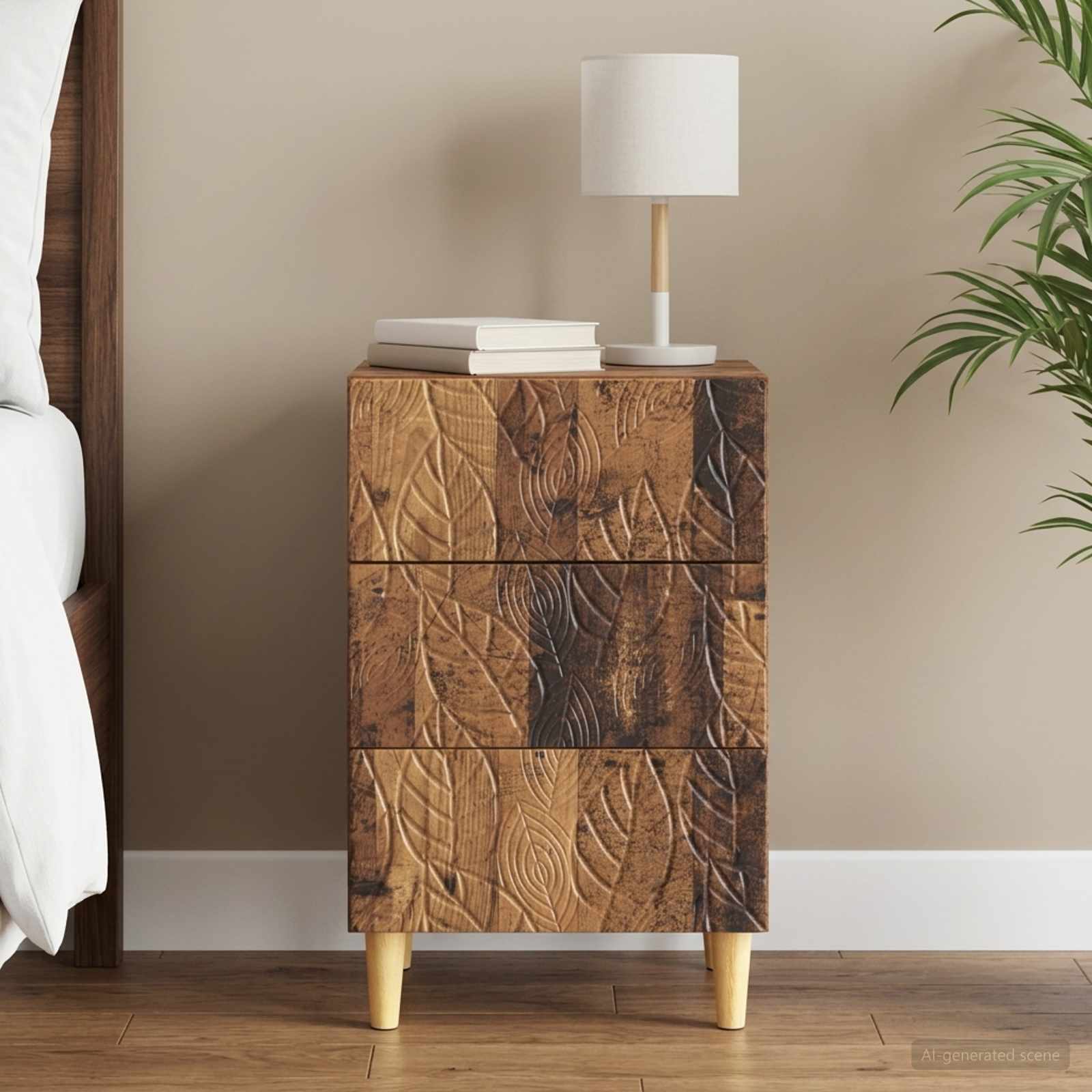 Nachtkastje Oud hout 43 x 39,5 x 66,5 cm Bewerkt hout – afbeelding 1