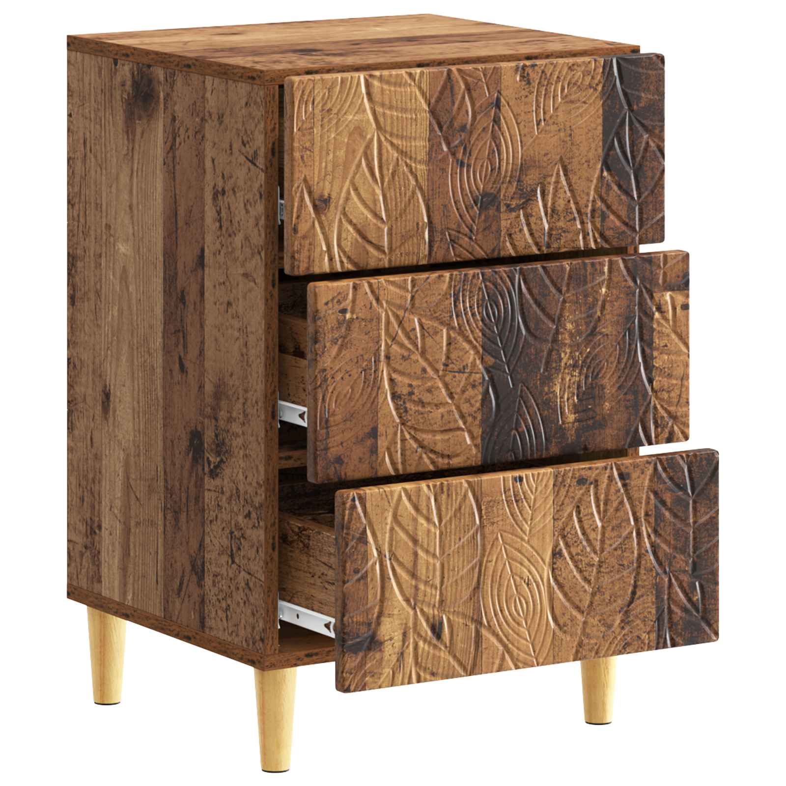 Nachtkastje Oud hout 43 x 39,5 x 66,5 cm Bewerkt hout – afbeelding 3