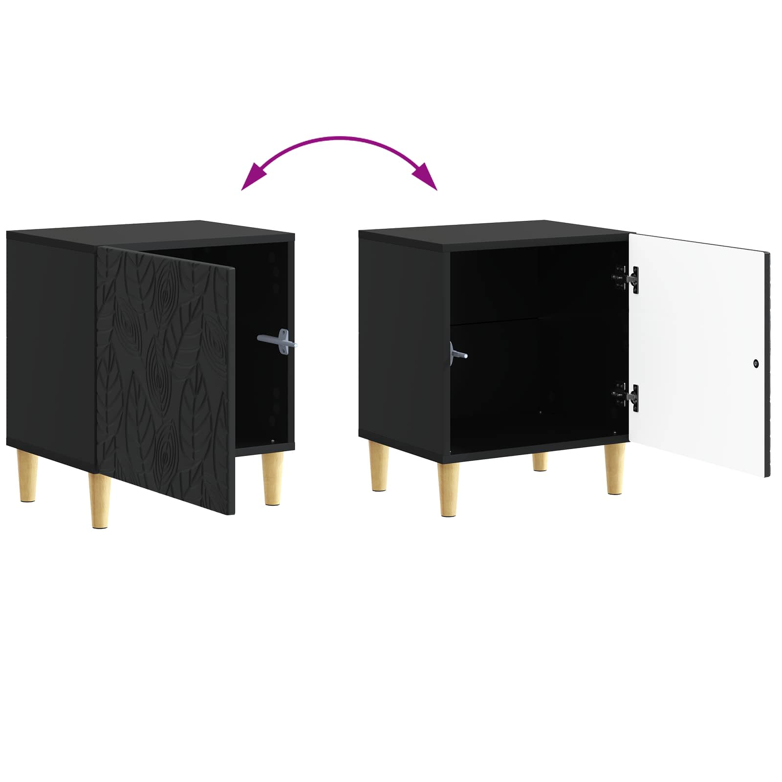Nachtkastje 2 pcs Zwart 43 x 34,5 x 50 cm Bewerkt hout – afbeelding 11