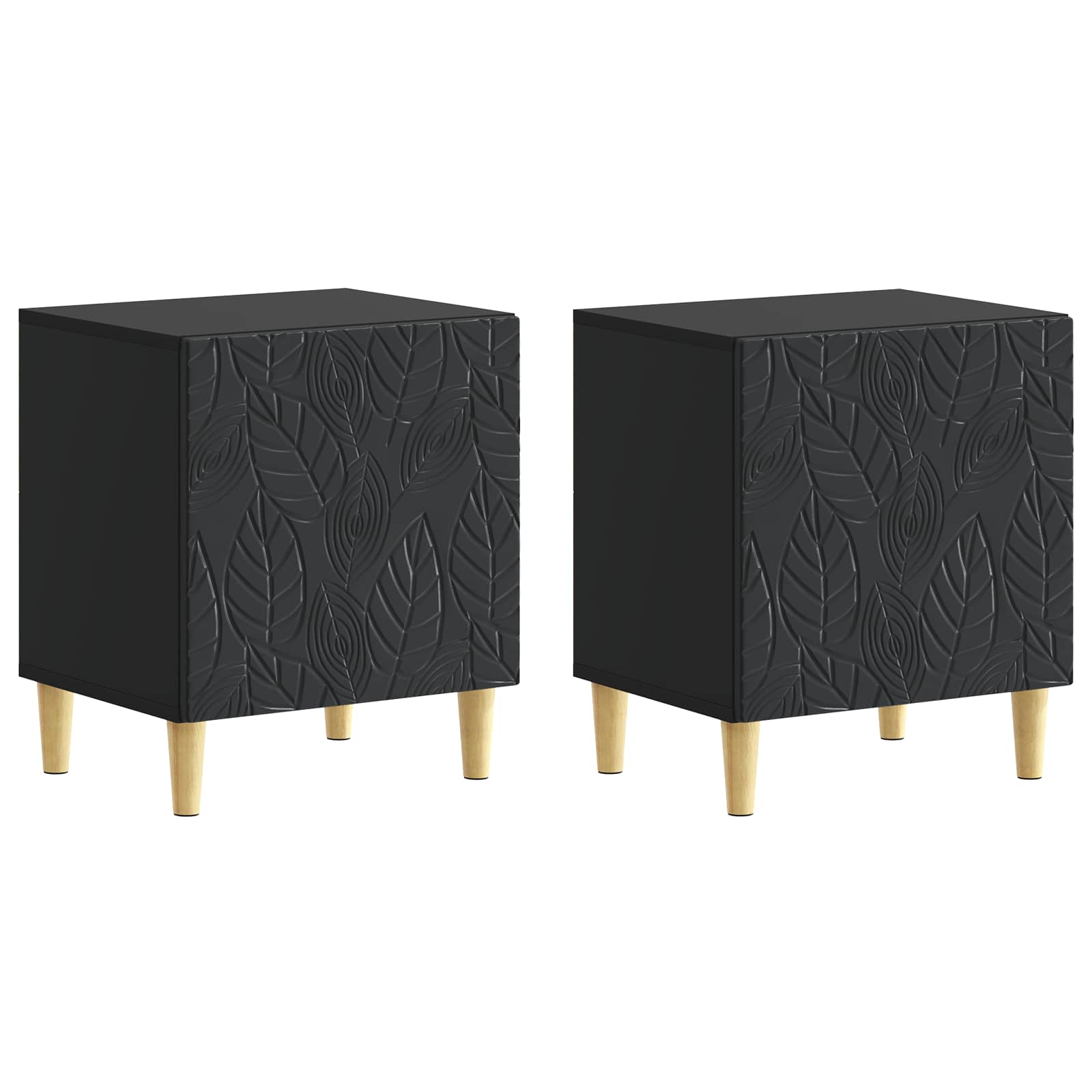 Nachtkastje 2 pcs Zwart 43 x 34,5 x 50 cm Bewerkt hout – afbeelding 2