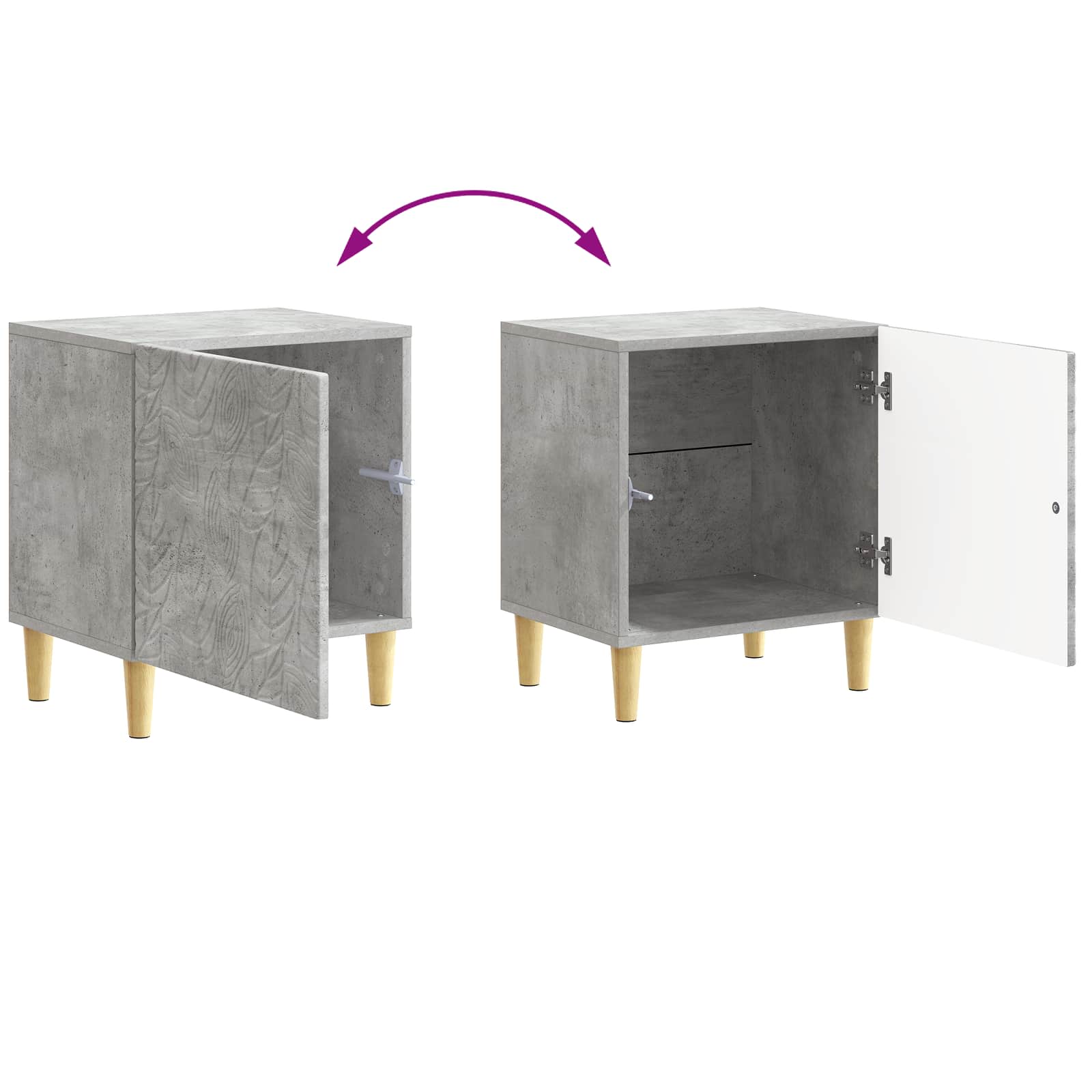 Nachtkastje Betongrijs 43 x 34,5 x 50 cm Bewerkt hout – afbeelding 9