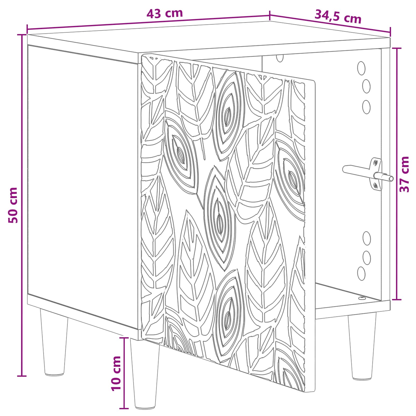 Nachtkastje 2 pcs Betongrijs 43 x 34,5 x 50 cm Bewerkt hout – afbeelding 12