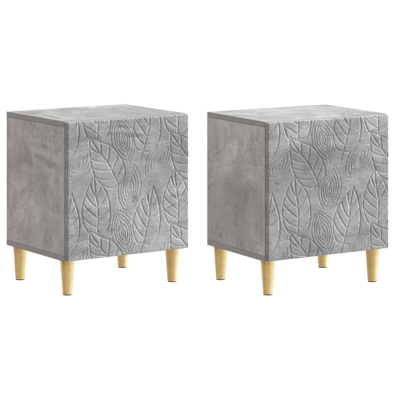 Nachtkastje 2 pcs Betongrijs 43 x 34,5 x 50 cm Bewerkt hout – afbeelding 2
