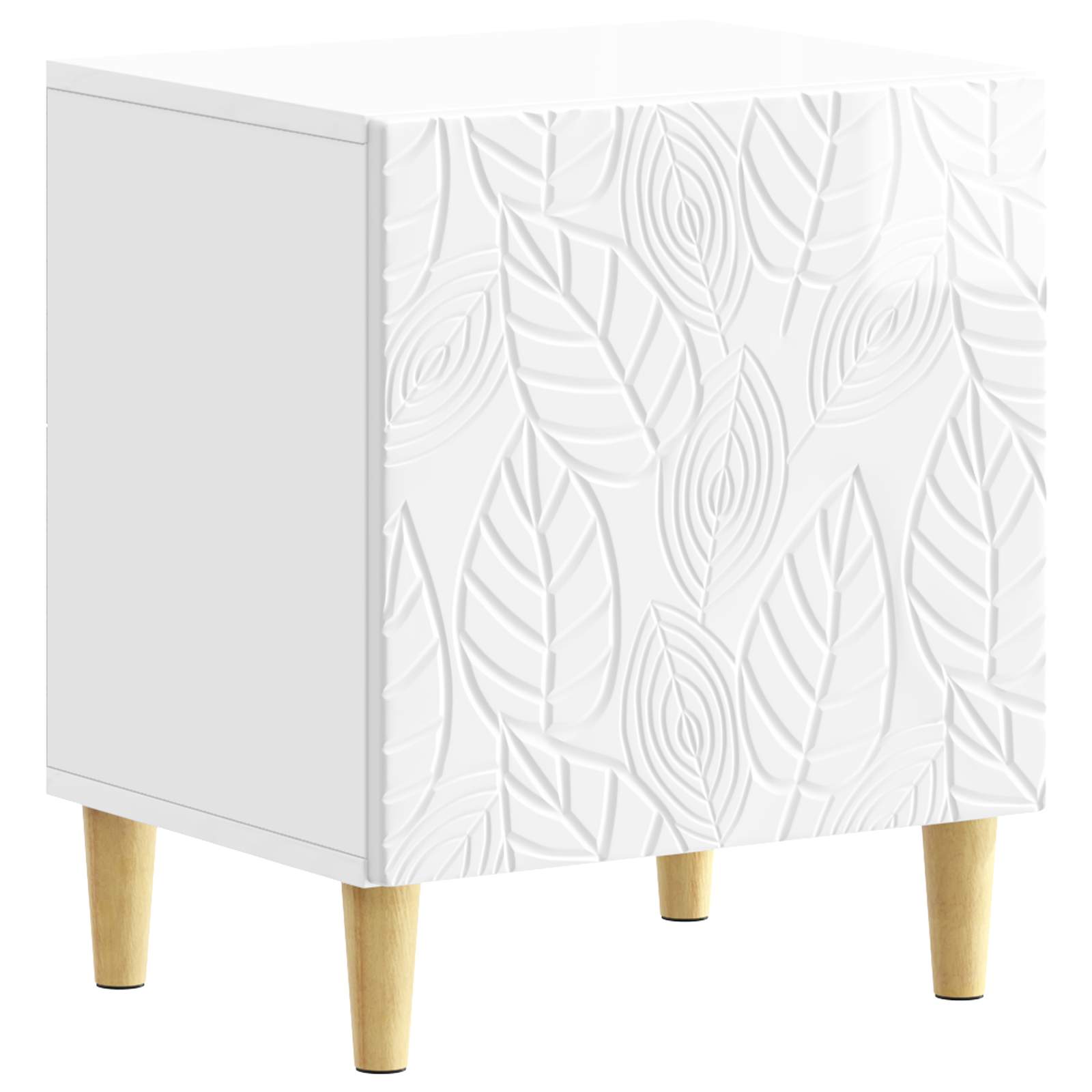 Nachtkastje Hoogglans Wit 43 x 34,5 x 50 cm Bewerkt hout – afbeelding 2