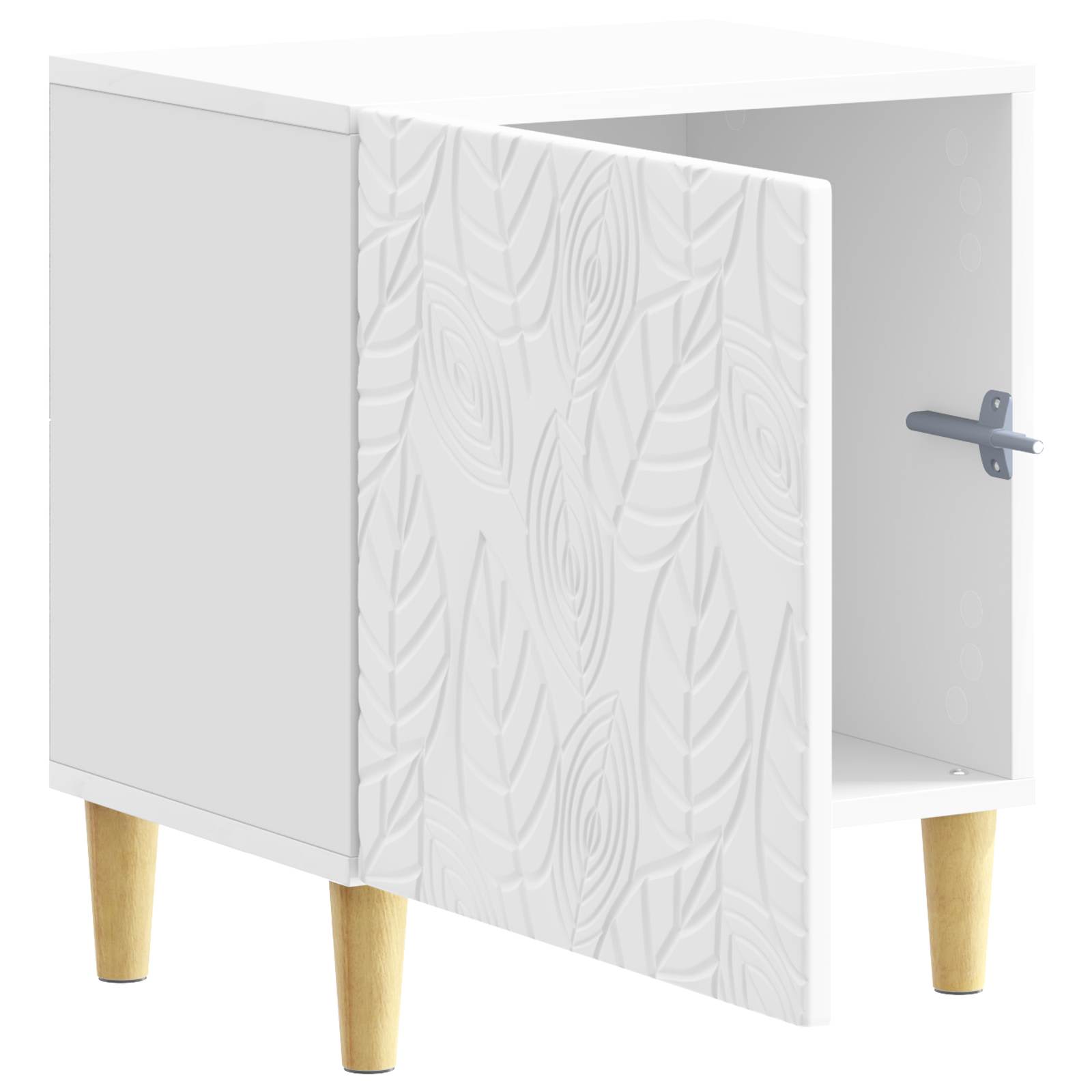 Nachtkastje Hoogglans Wit 43 x 34,5 x 50 cm Bewerkt hout – afbeelding 3