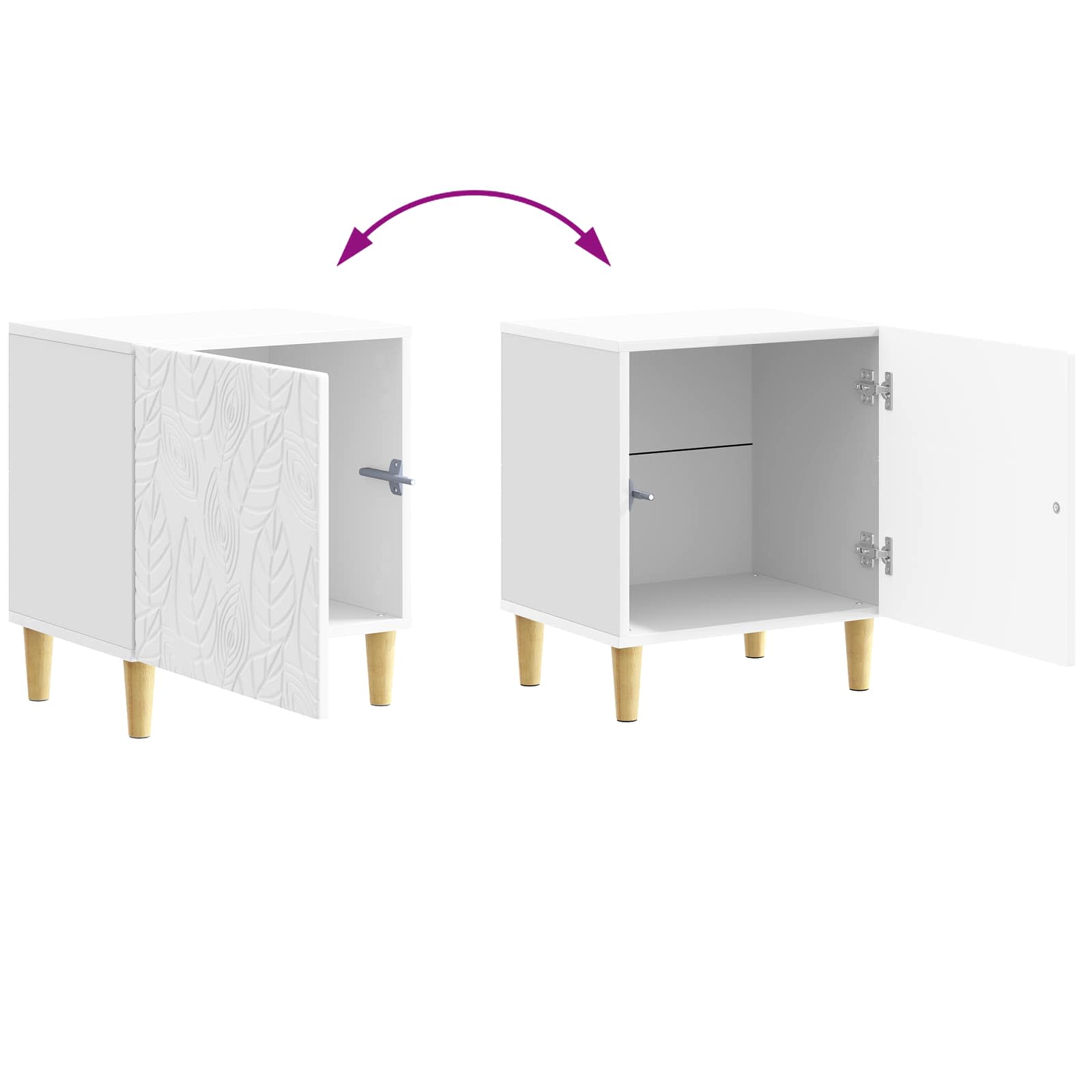 Nachtkastje 2 pcs Hoogglans Wit 43 x 34,5 x 50 cm Bewerkt hout – afbeelding 11