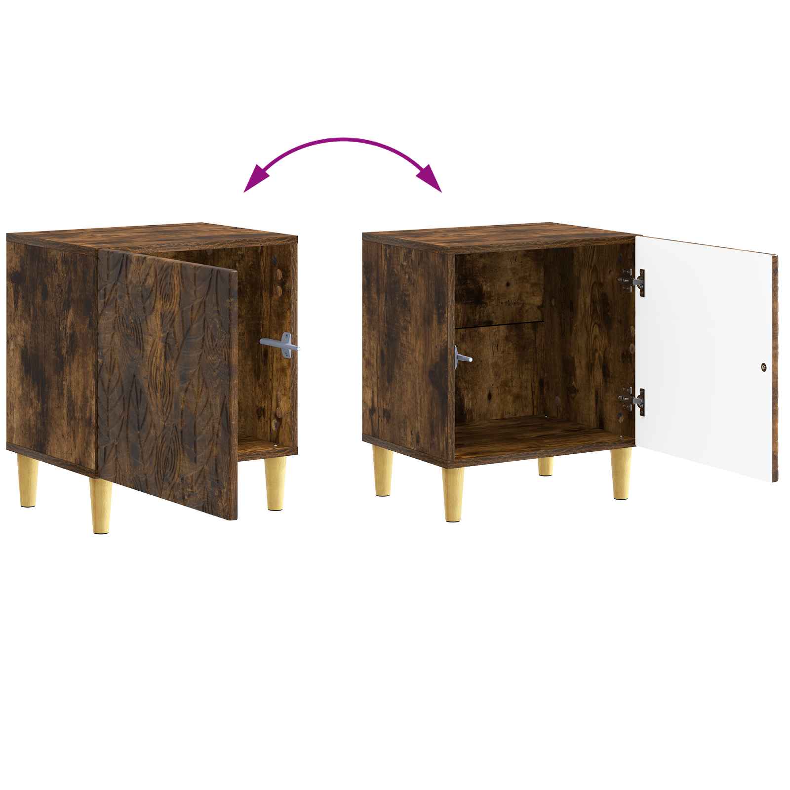 Nachtkastje 2 pcs Gerookt eiken 43 x 34,5 x 50 cm Bewerkt hout – afbeelding 11