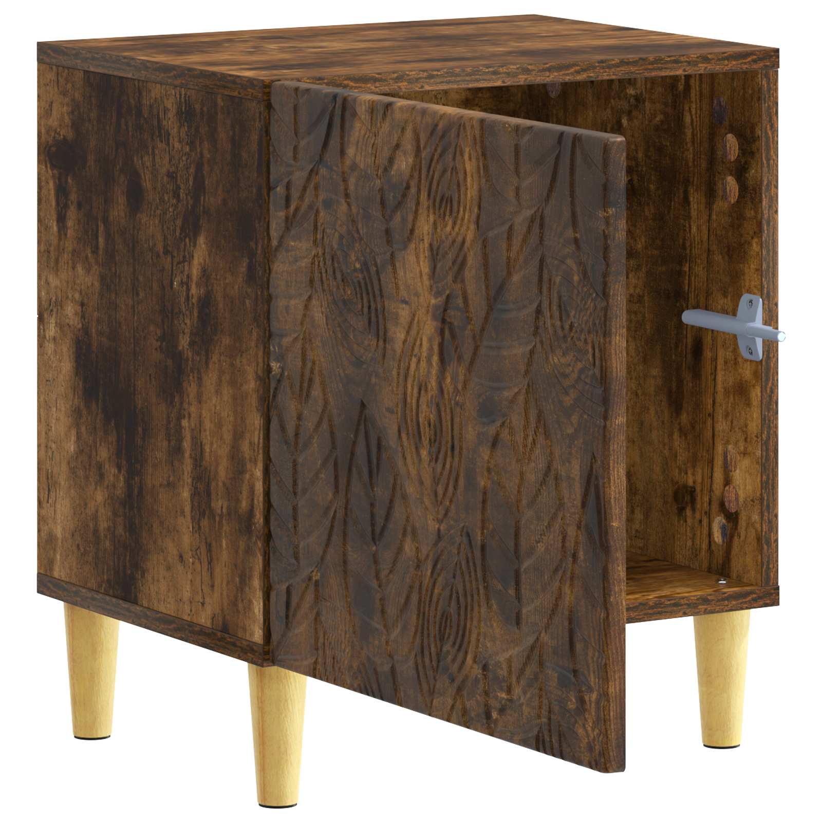 Nachtkastje 2 pcs Gerookt eiken 43 x 34,5 x 50 cm Bewerkt hout – afbeelding 5