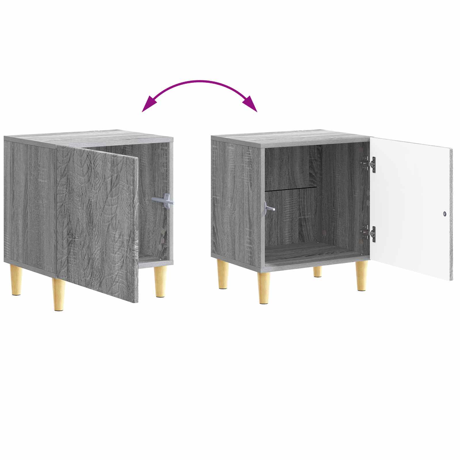 Nachtkastje Grijs Sonoma 43 x 34,5 x 50 cm Bewerkt hout – afbeelding 9