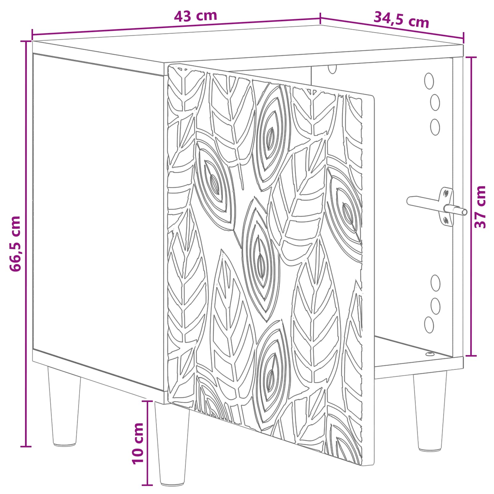 Nachtkastje Oud hout 43 x 34,5 x 50 cm Bewerkt hout – afbeelding 10