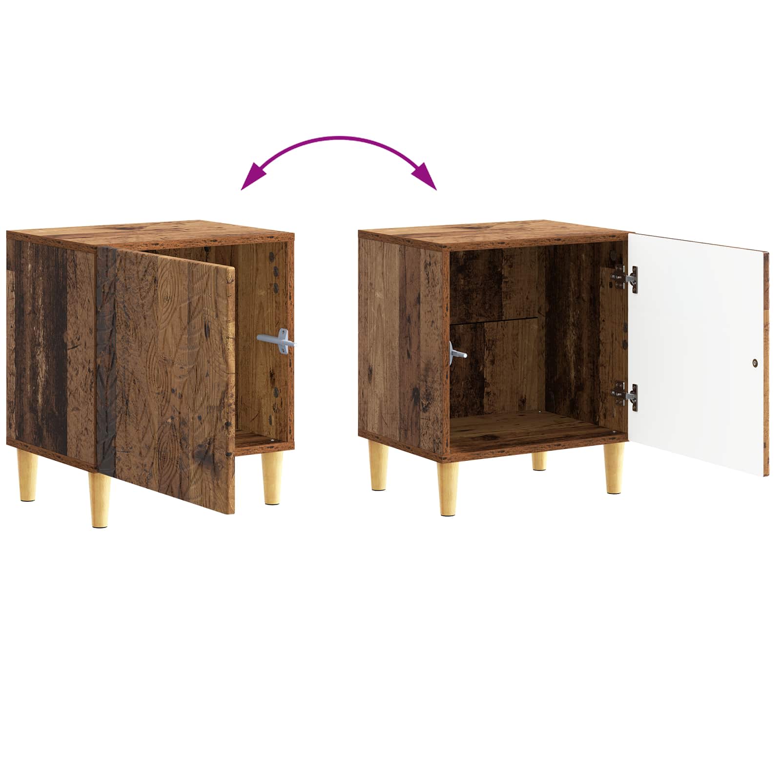Nachtkastje Oud hout 43 x 34,5 x 50 cm Bewerkt hout – afbeelding 9