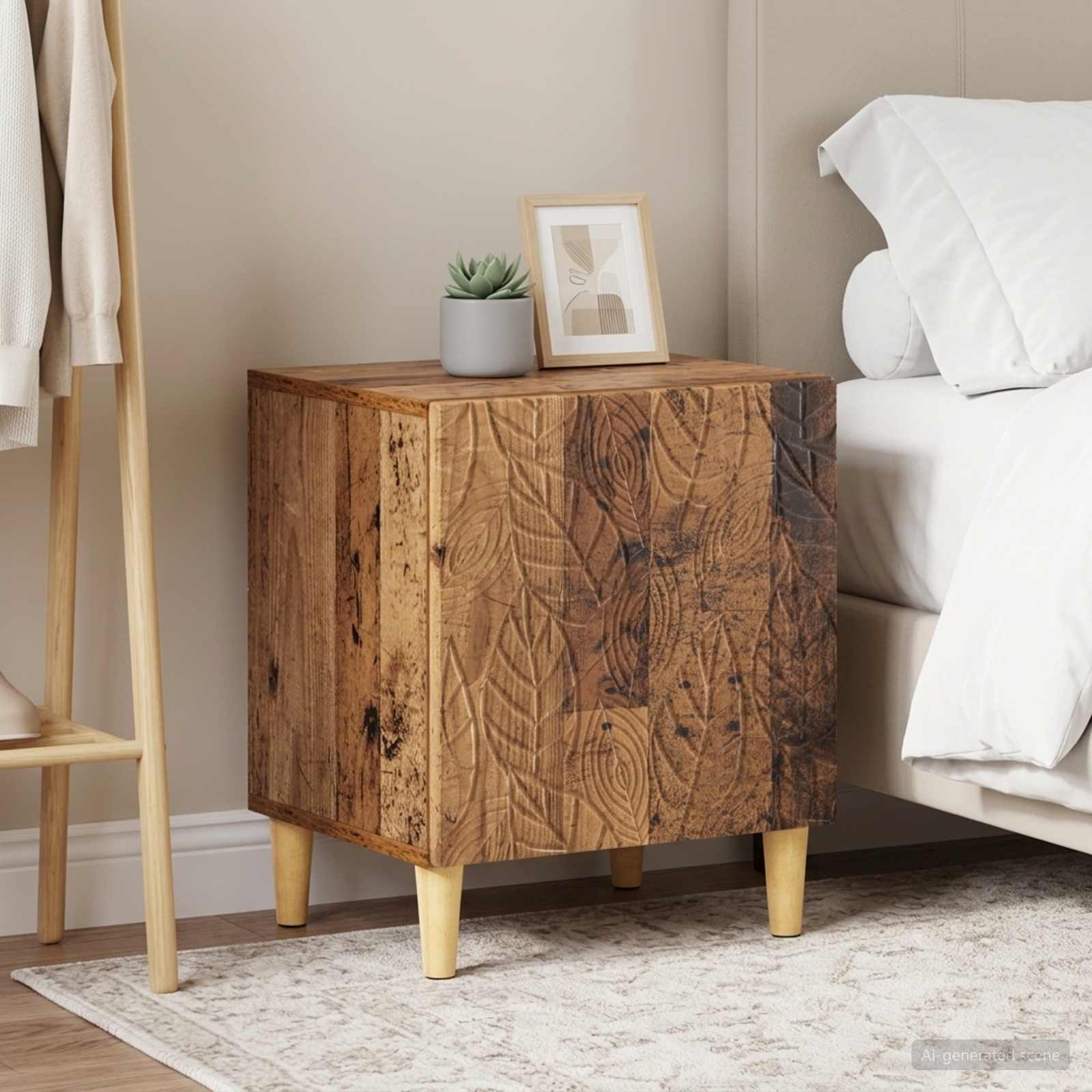 Nachtkastje 2 pcs Oud hout 43 x 34,5 x 50 cm Bewerkt hout – afbeelding 1