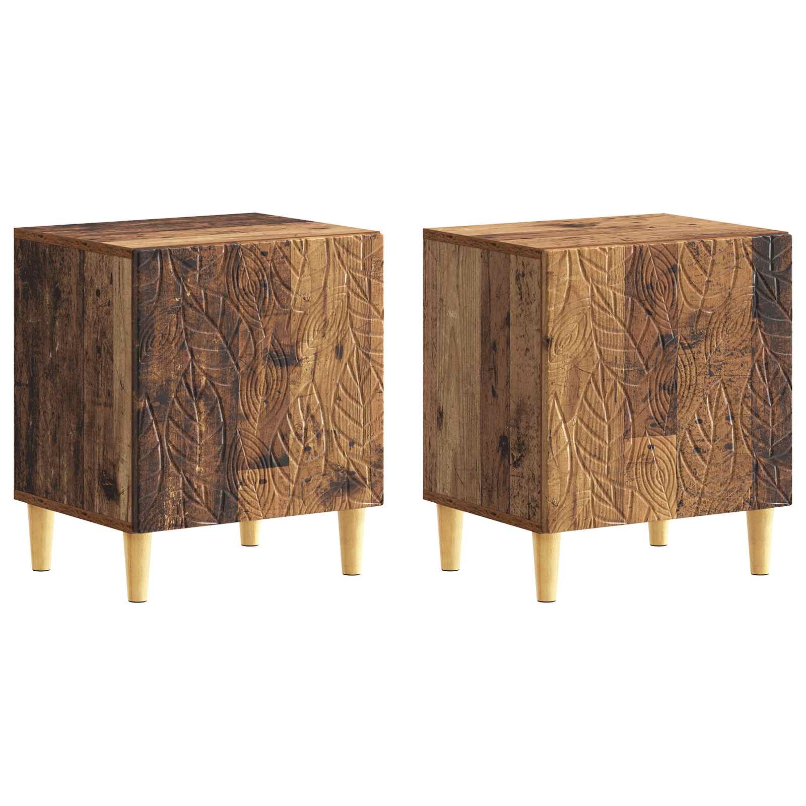Nachtkastje 2 pcs Oud hout 43 x 34,5 x 50 cm Bewerkt hout – afbeelding 2