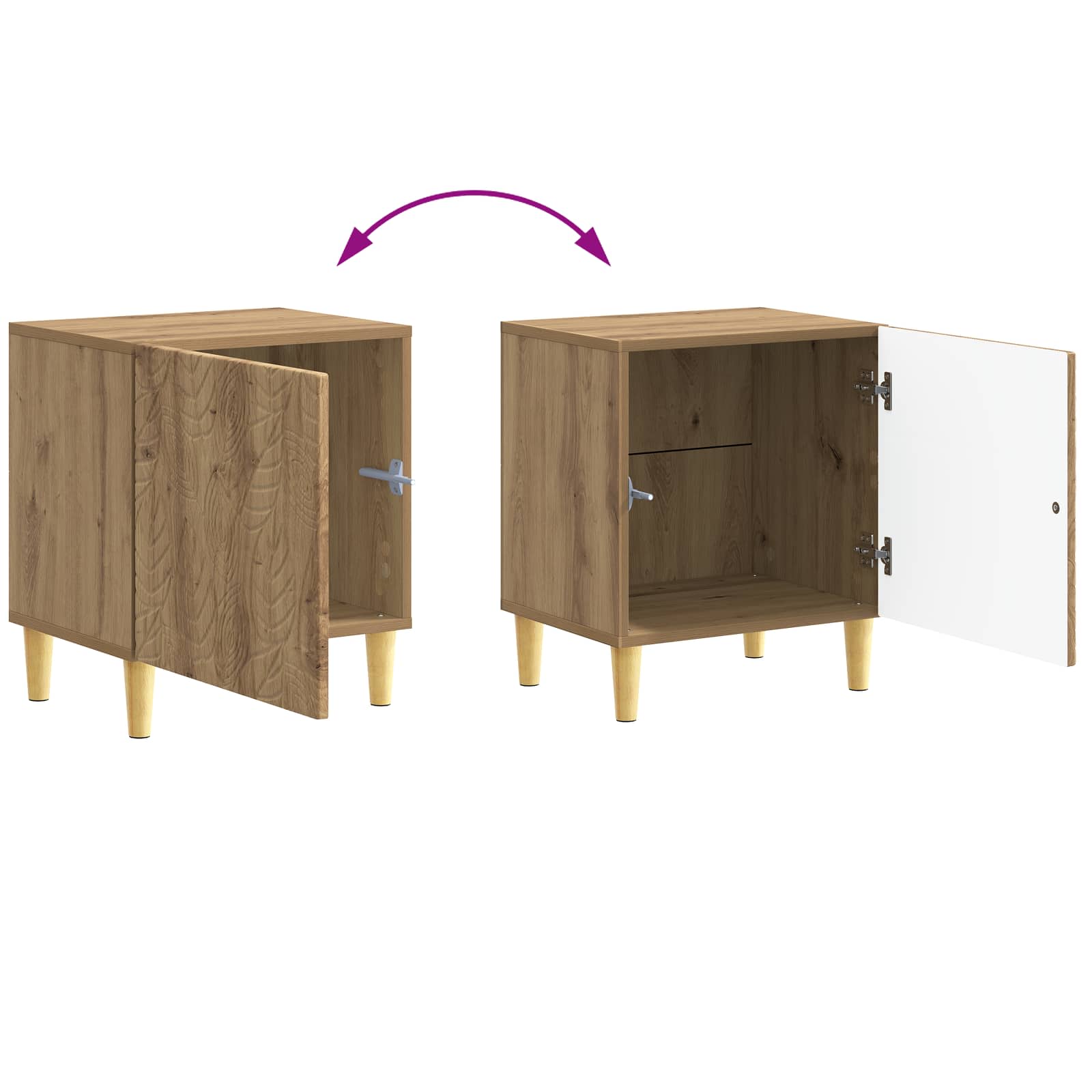 Nachtkastje Artisanaal eiken 43 x 34,5 x 50 cm Bewerkt hout – afbeelding 9