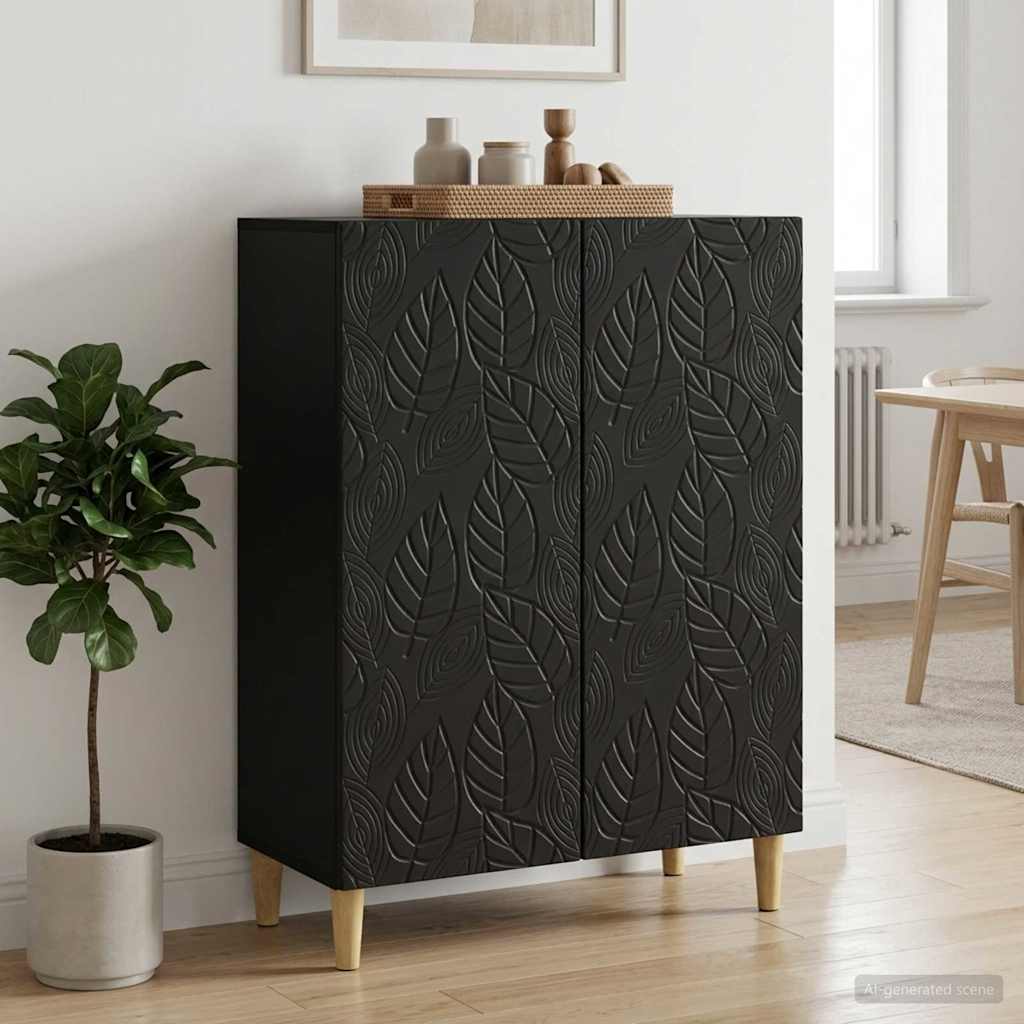 Dressoir Zwart 66 x 34,5 x 90 cm Bewerkt hout