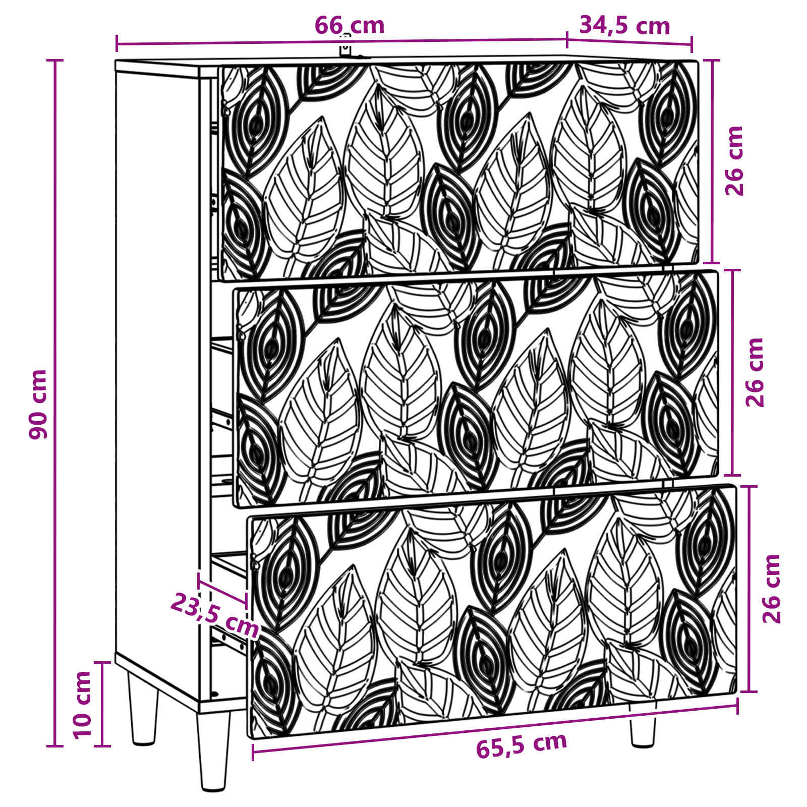 Ladenkast Hoogglans Wit 66 x 34,5 x 90 cm Bewerkt hout – afbeelding 11