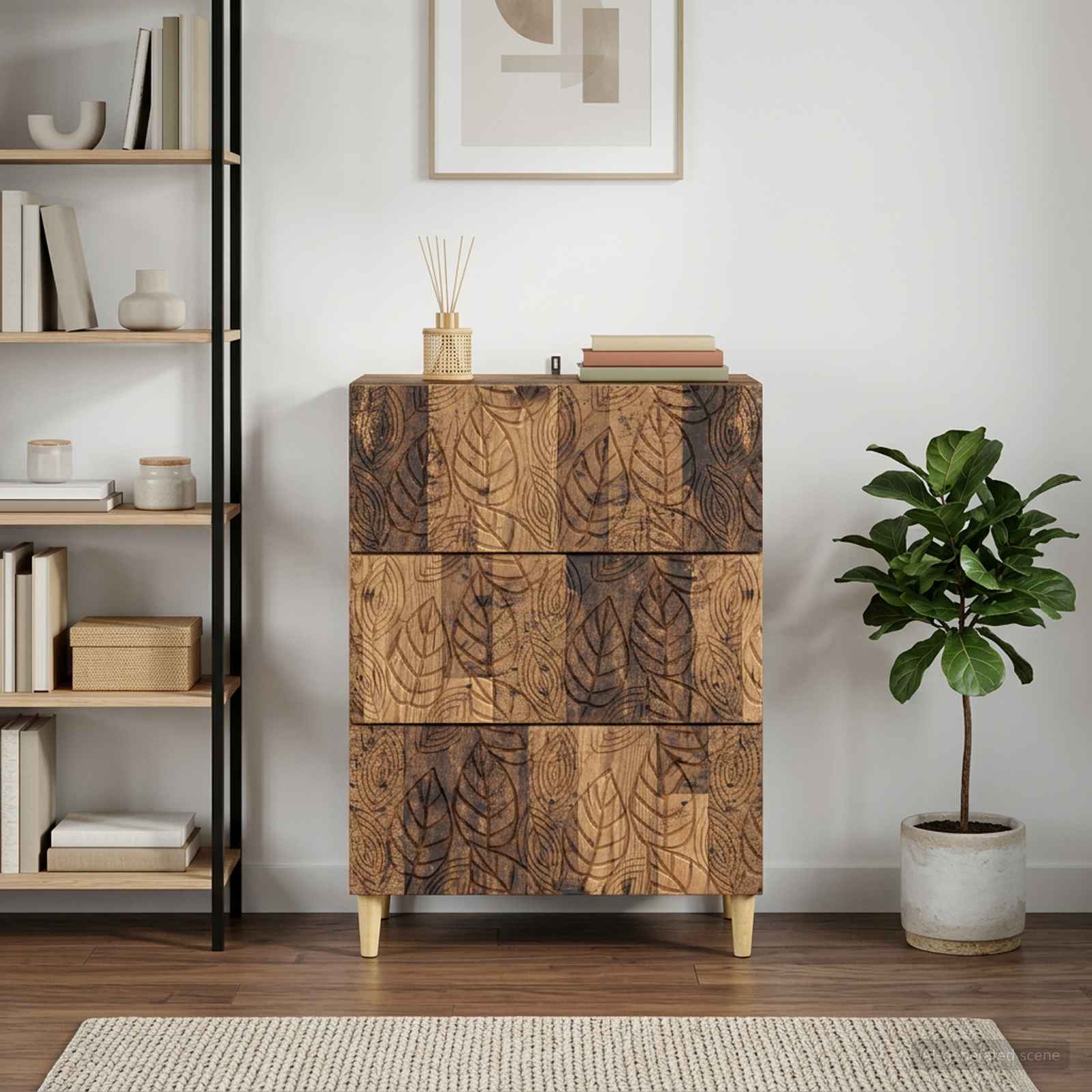 Ladenkast Oud hout 66 x 34,5 x 90 cm Bewerkt hout – afbeelding 1