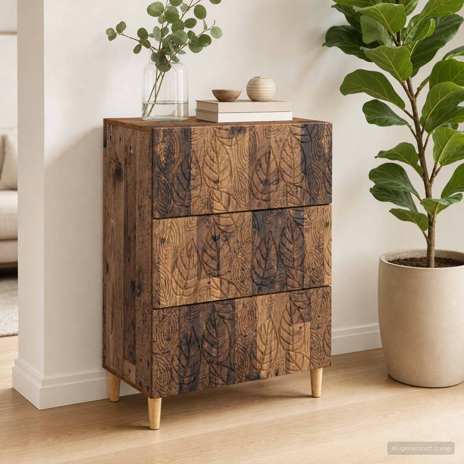 Ladenkast Oud hout 66 x 34,5 x 90 cm Bewerkt hout – afbeelding 3