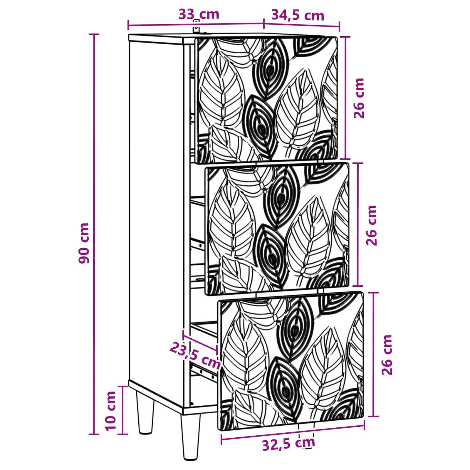 Ladenkast Hoogglans Wit 33 x 34,5 x 90 cm Bewerkt hout – afbeelding 11
