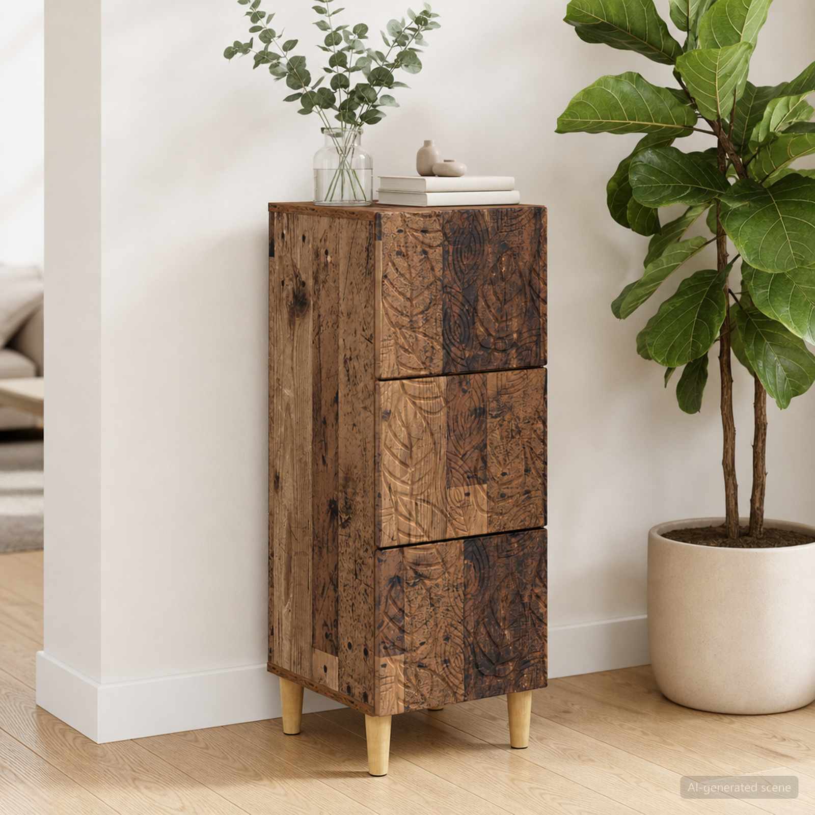 Ladenkast Oud hout 33 x 34,5 x 90 cm Bewerkt hout
