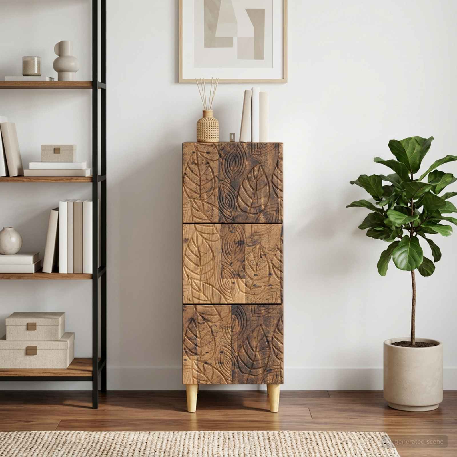 Ladenkast Oud hout 33 x 34,5 x 90 cm Bewerkt hout – afbeelding 3