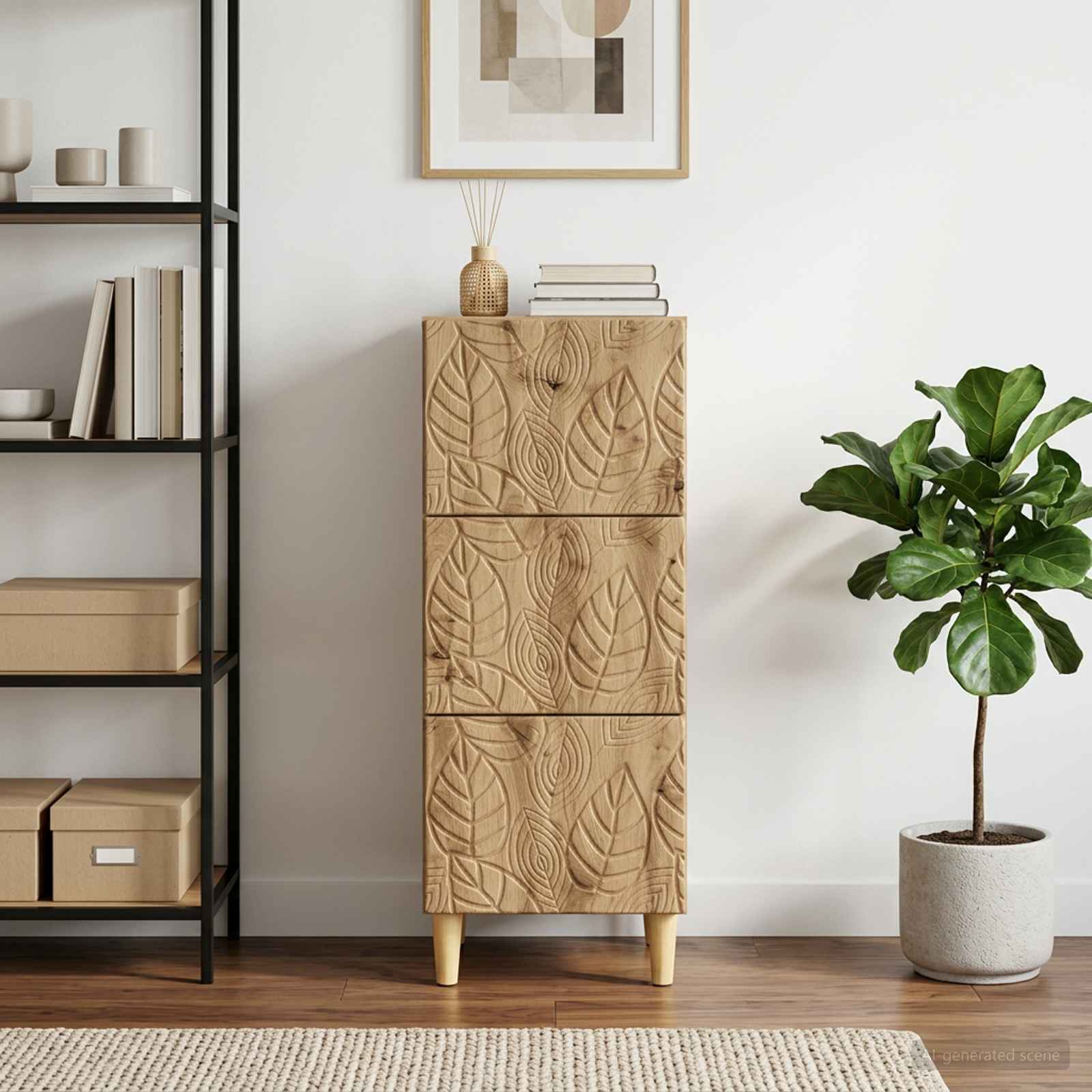 Ladenkast 33 x 34,5 x 90 cm Bewerkt hout Artisanaal eiken