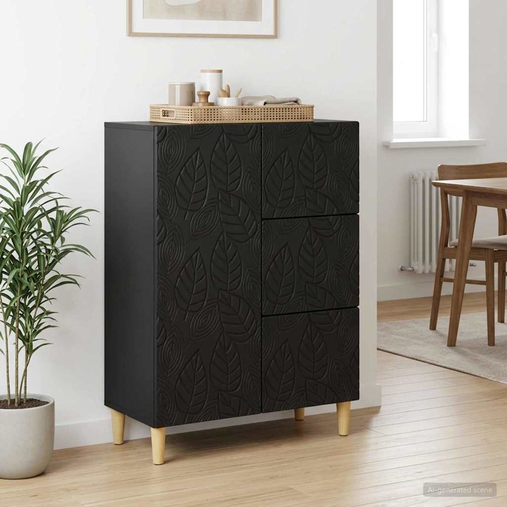 Dressoir Zwart 66 x 34,5 x 90 cm Bewerkt hout